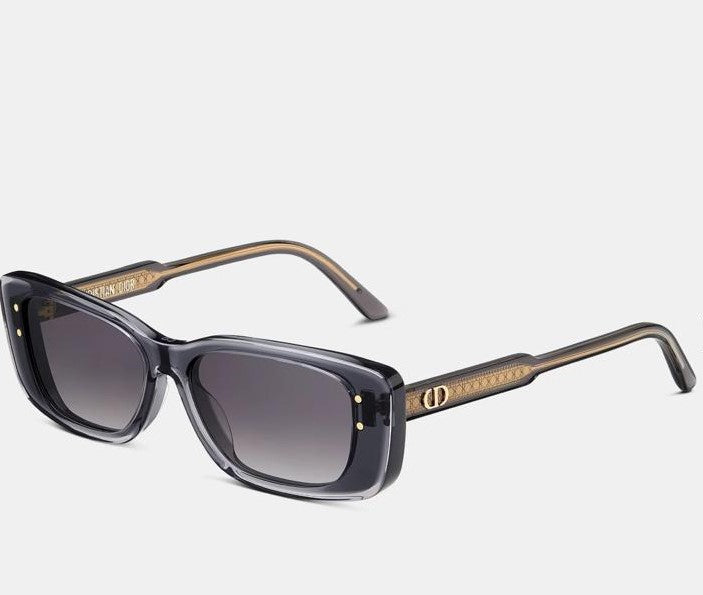 New Dior Diorhighlight S21 Transparent Grey & Light Grey Rectangular Sunglasses