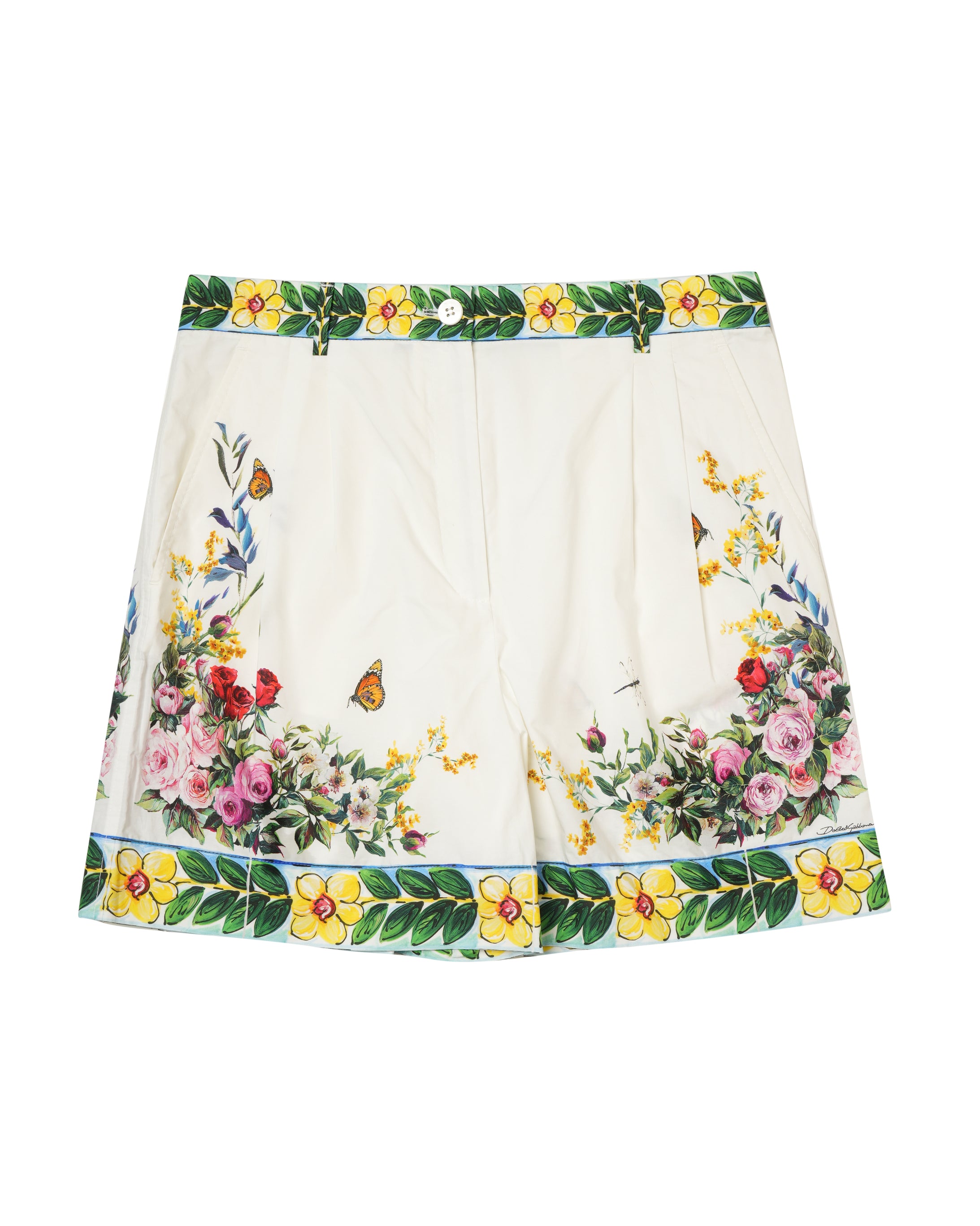 Dolce & Gabbana Placement Print Floral Cotton Shorts