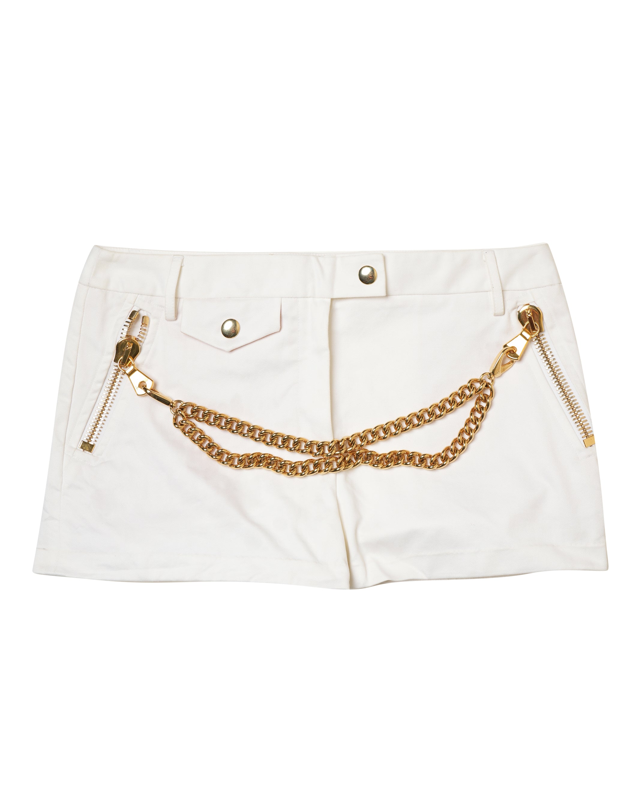 Moschino White Shorts With Gold Chain