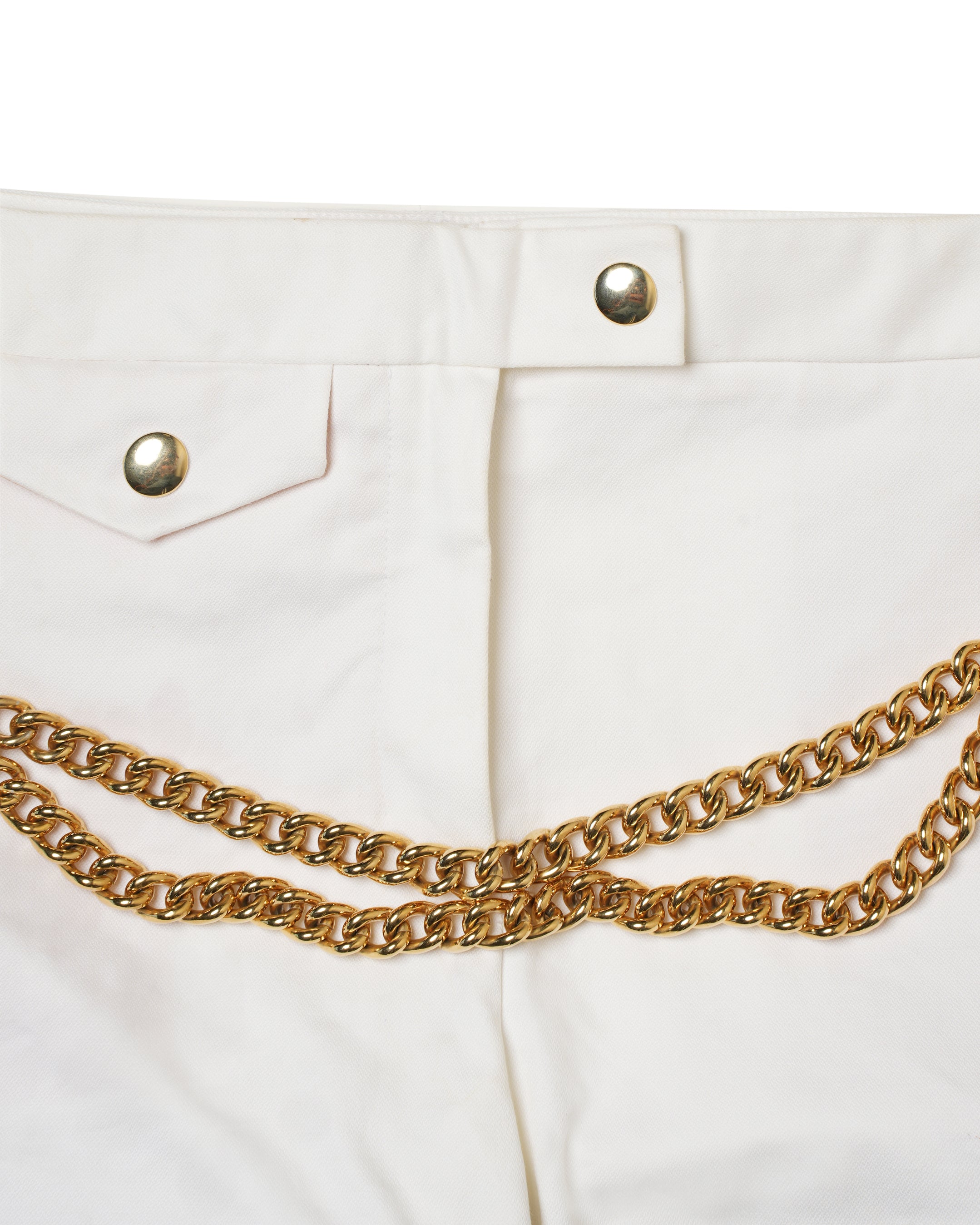 Moschino White Shorts With Gold Chain