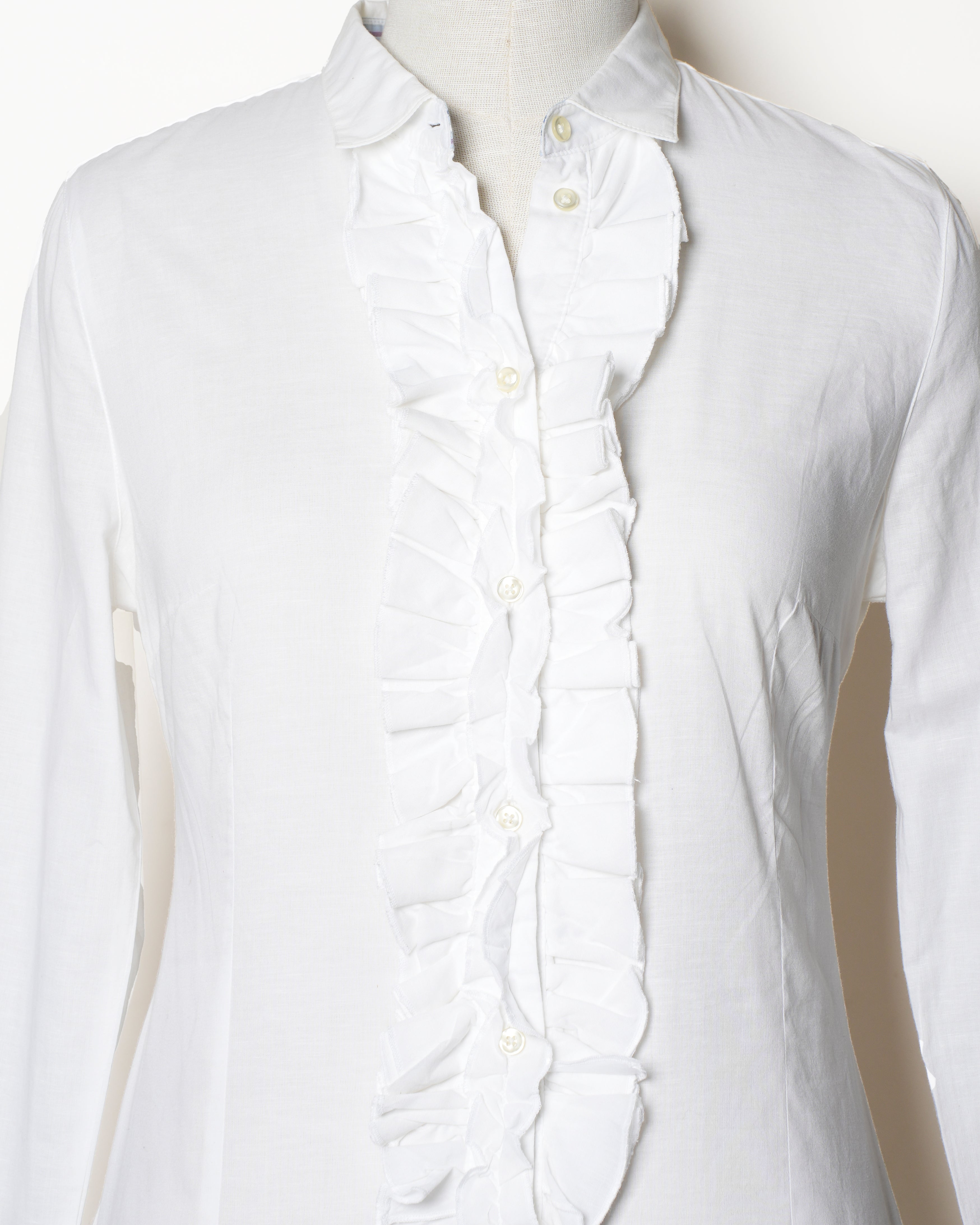 Boss Orange White Ruffle Button Down Shirt