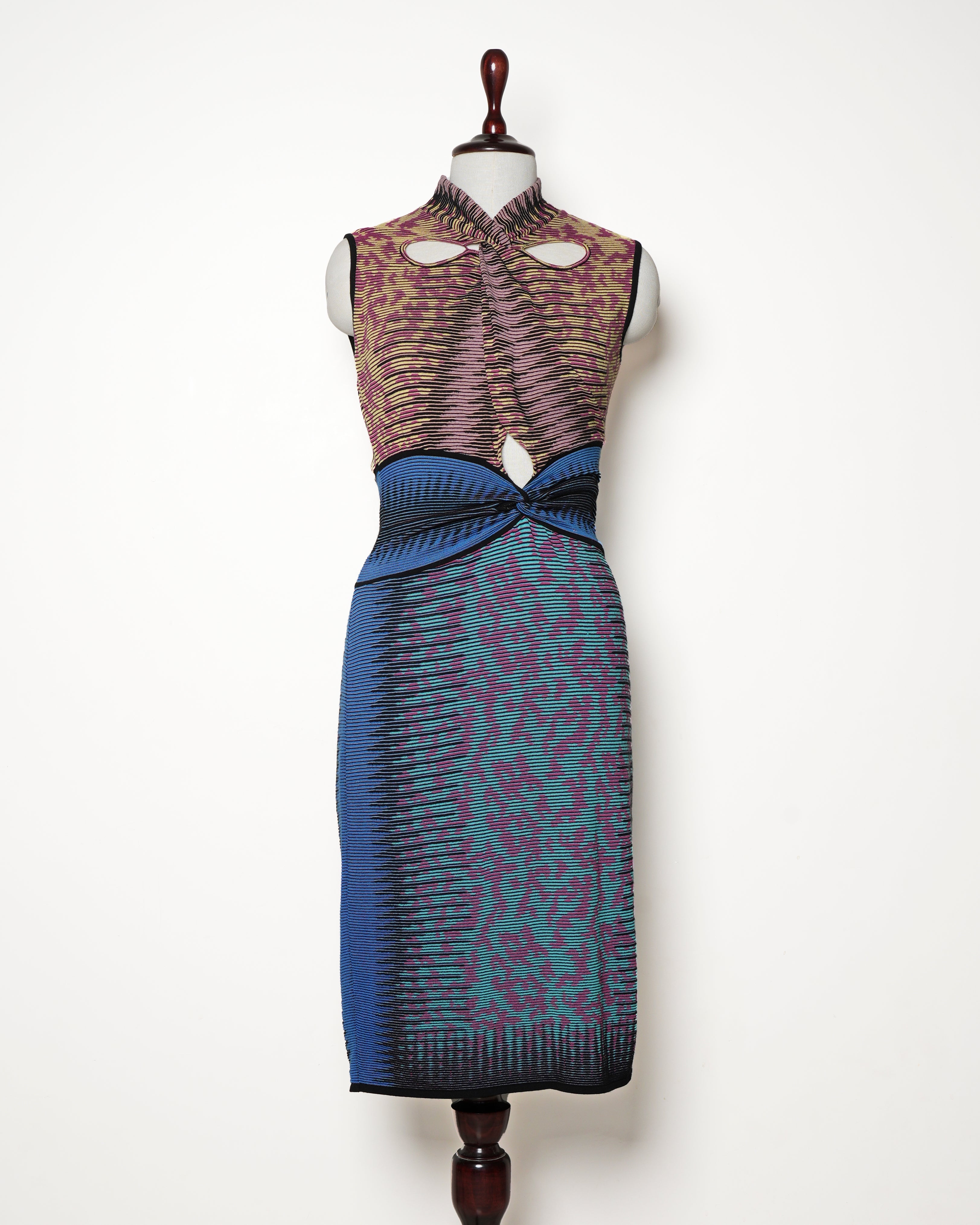 M Missoni Knit Space Dye Animal Print Midi Fitted Dress