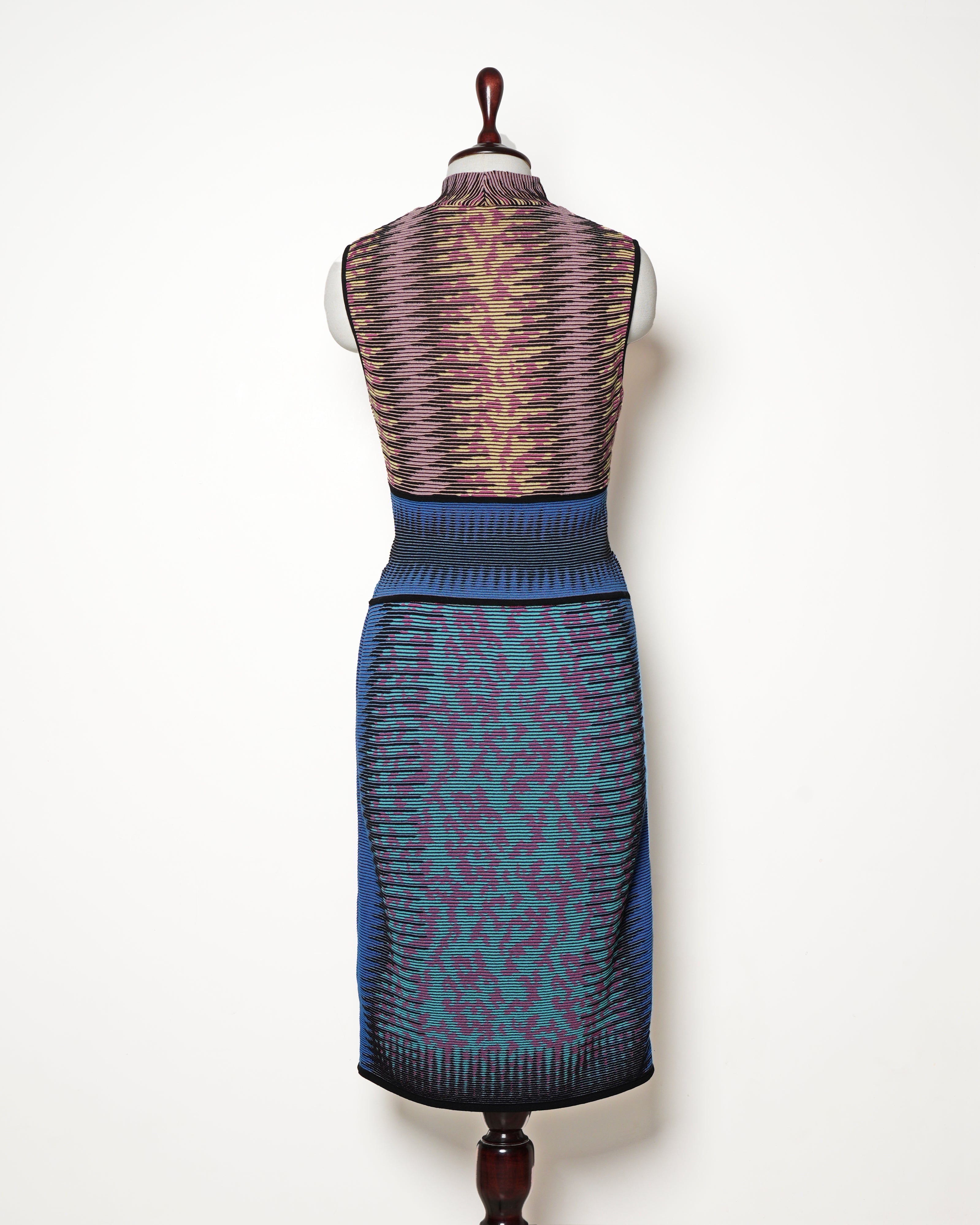 M Missoni Knit Space Dye Animal Print Midi Fitted Dress