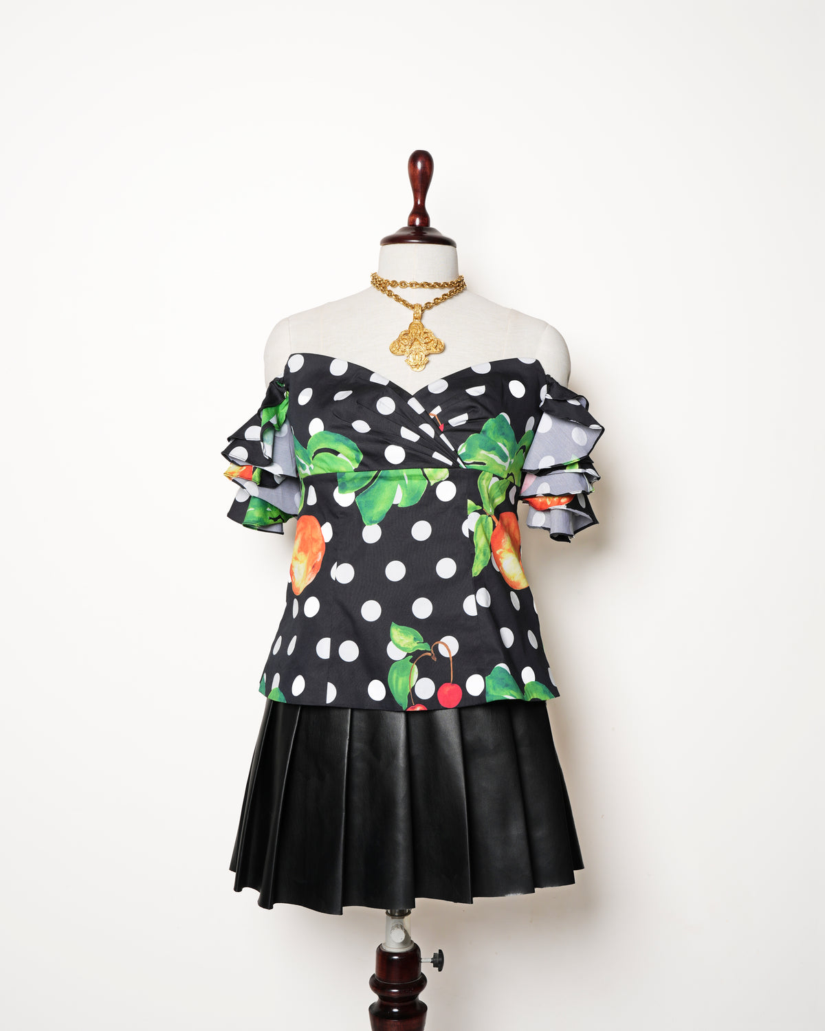 Caroline Constas Off-The-Shoulder Printed Crop Top