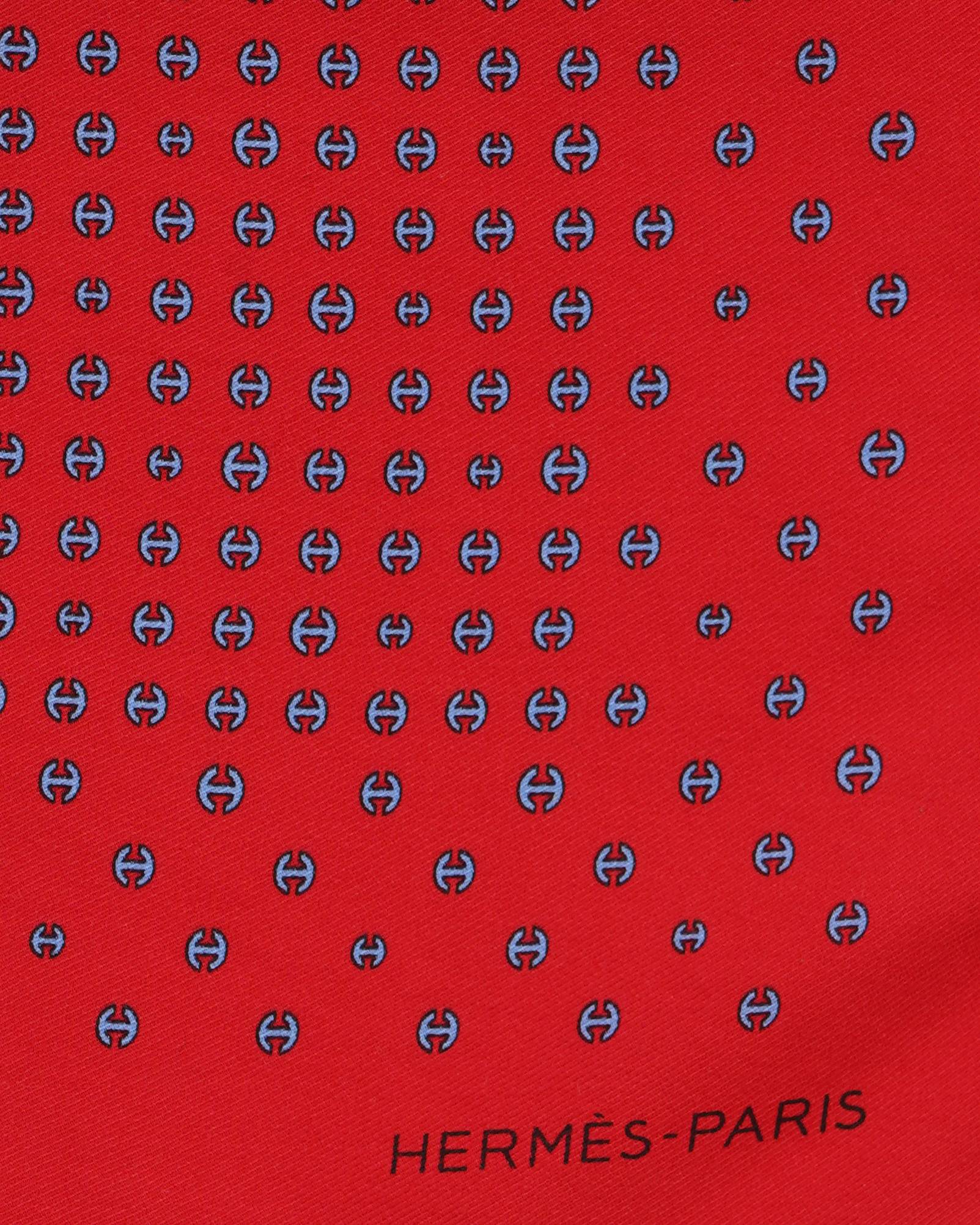 New Hermes Red Pocket Square In Silk