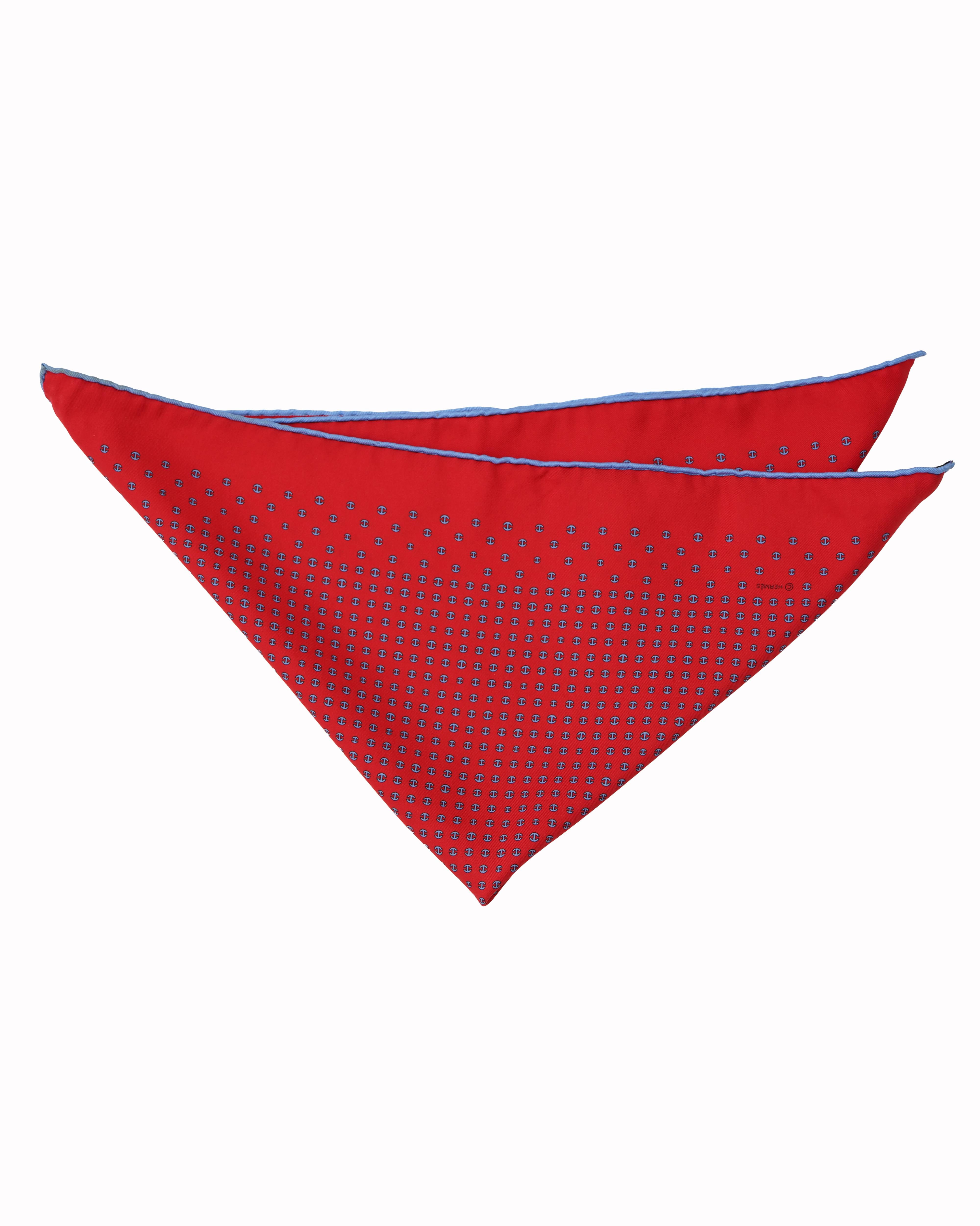 New Hermes Red Pocket Square In Silk