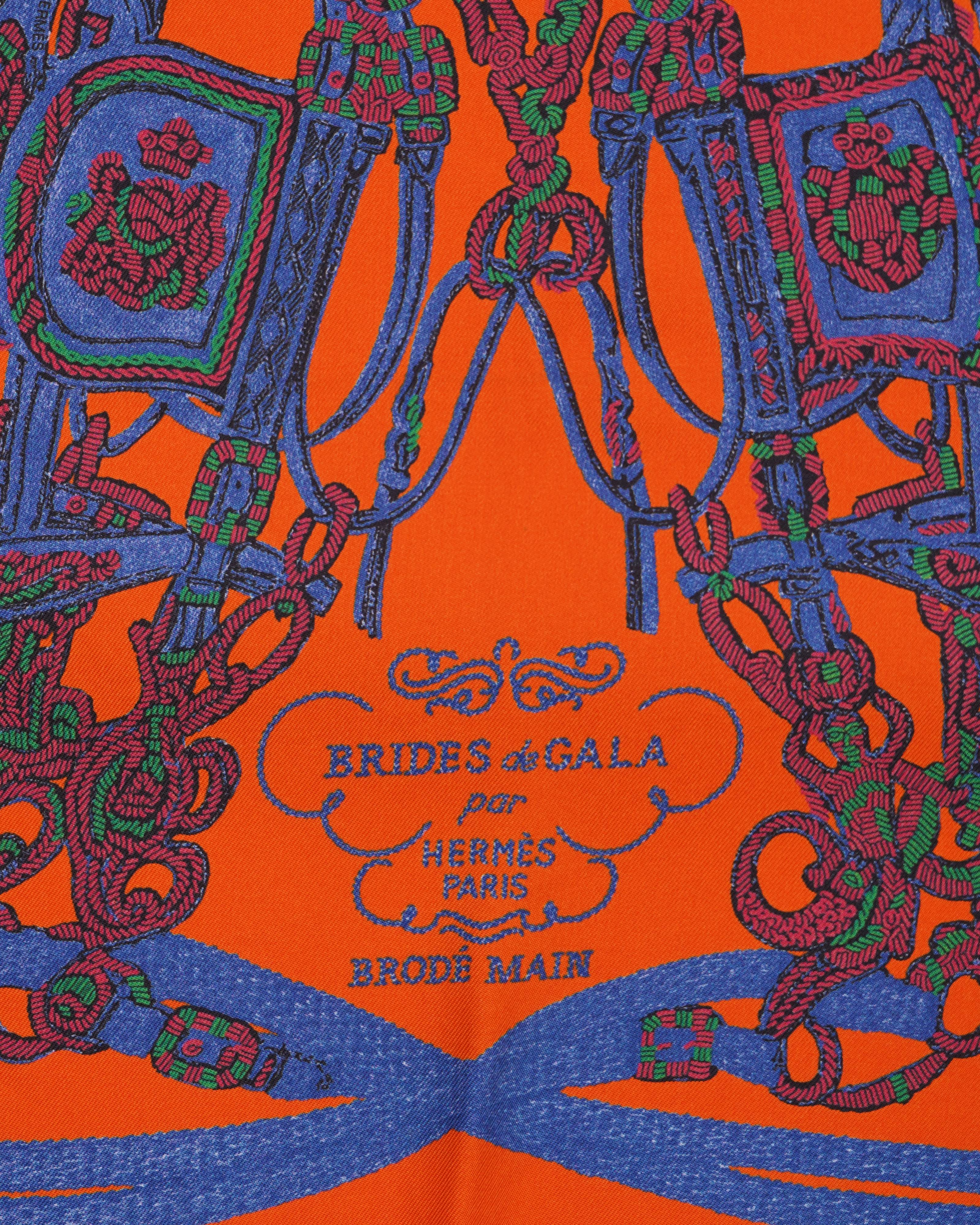 New Hermes Brides De Gala Iconic Print Pocket Square In silk