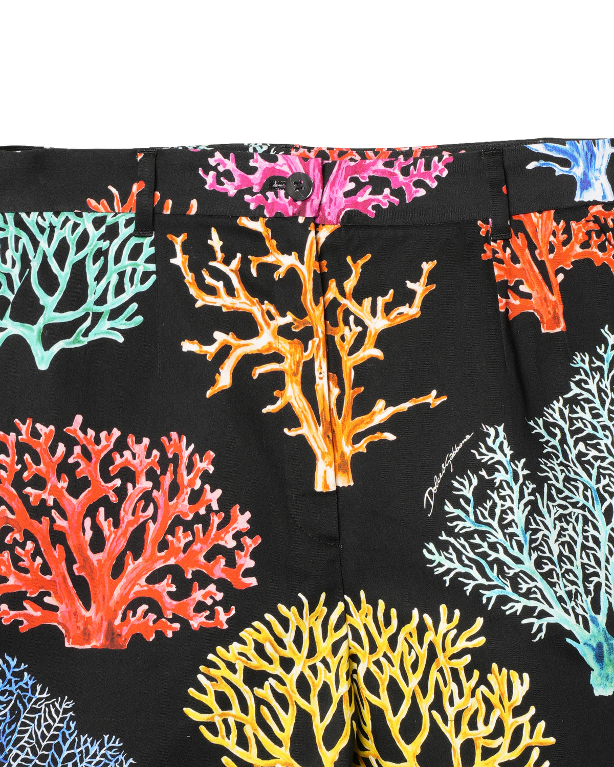 Dolce & Gabbana Black Cotton Poplin Printed Shorts