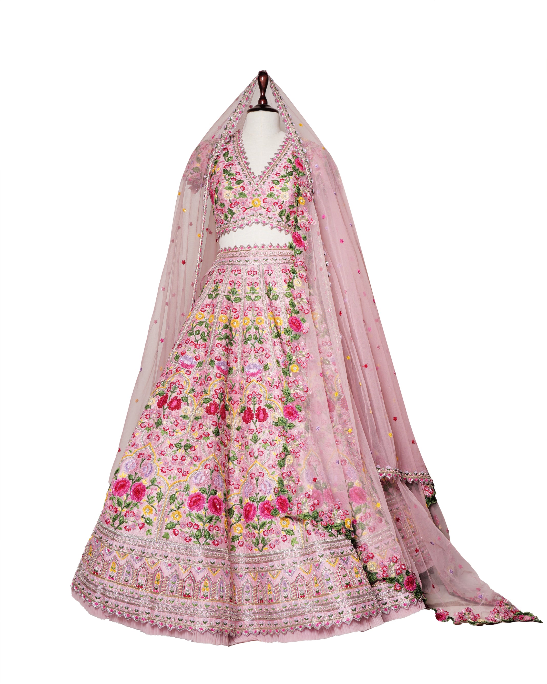 Anushree Reddy Pink embroidered lehenga – Kuro Clothing India