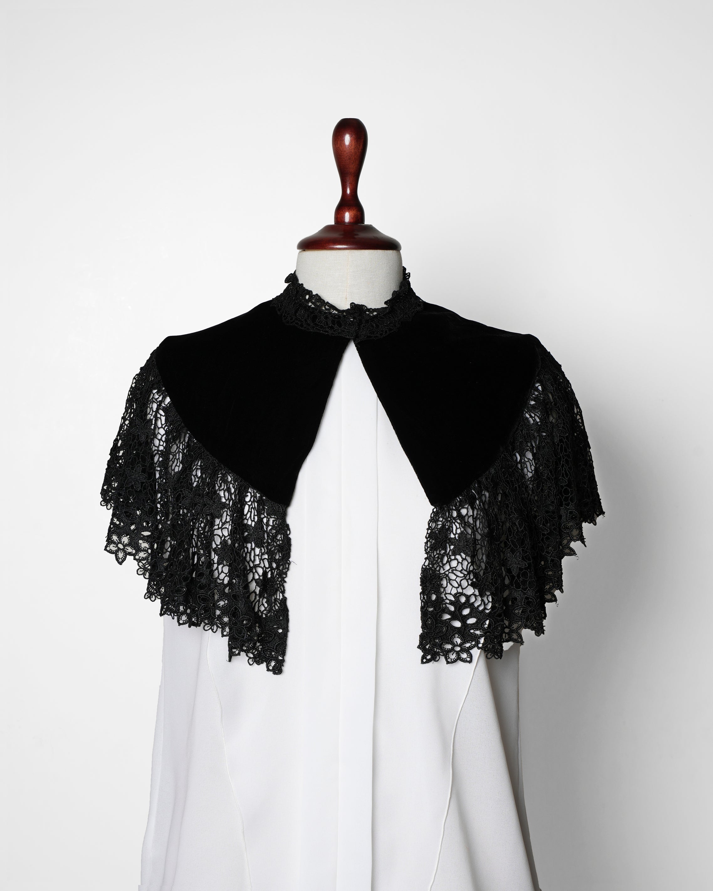 New Whistles Black Velvet Lace Cape