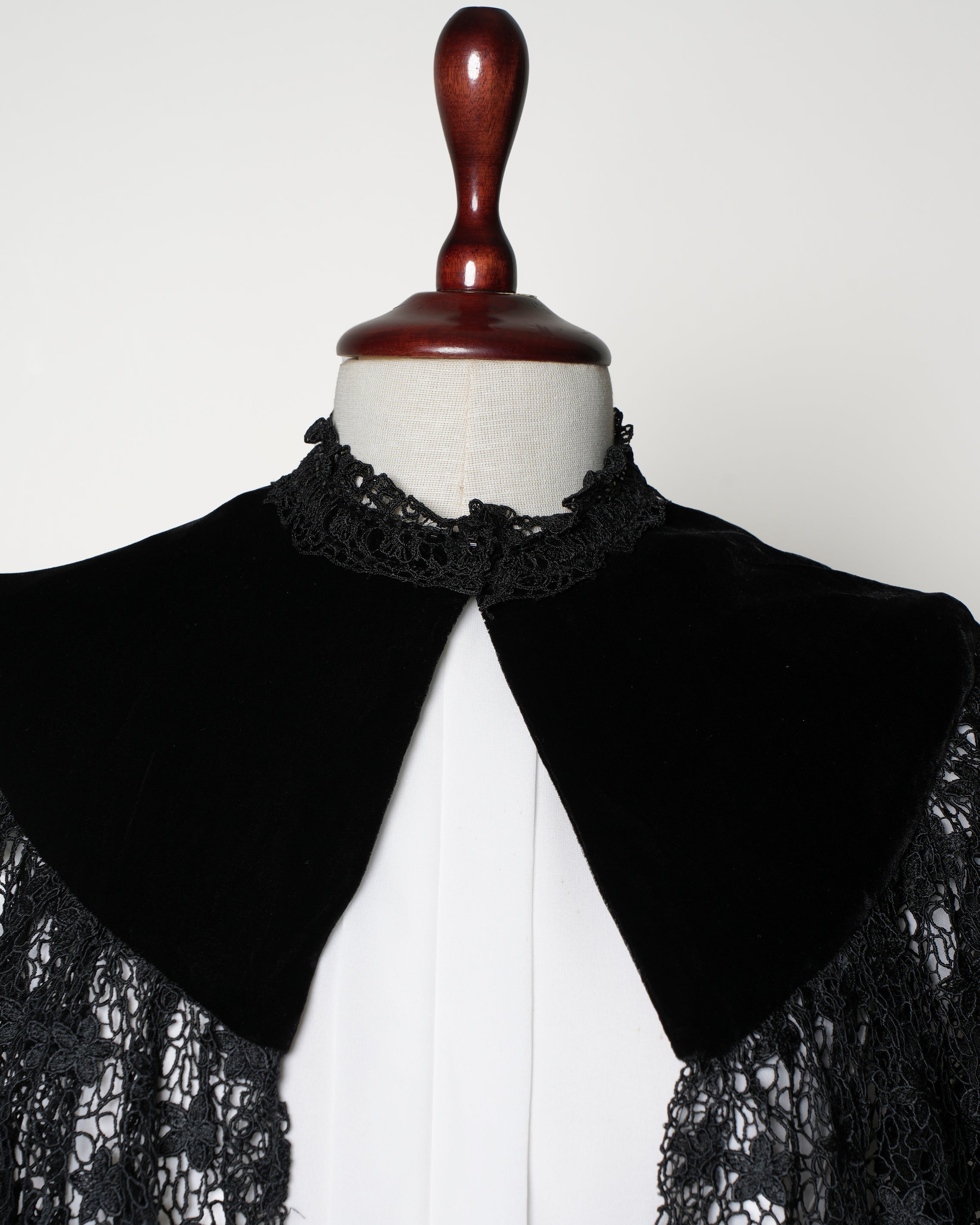 New Whistles Black Velvet Lace Cape