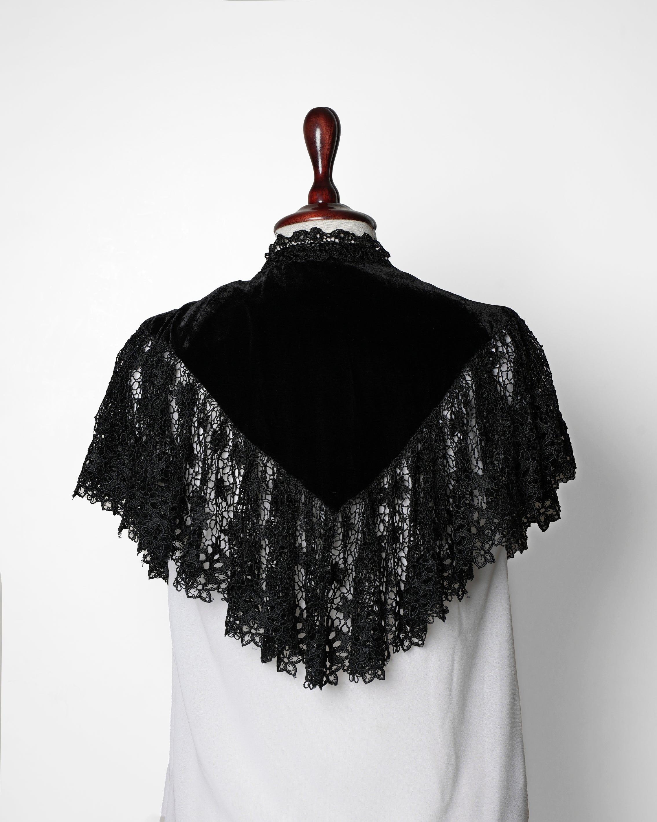 New Whistles Black Velvet Lace Cape