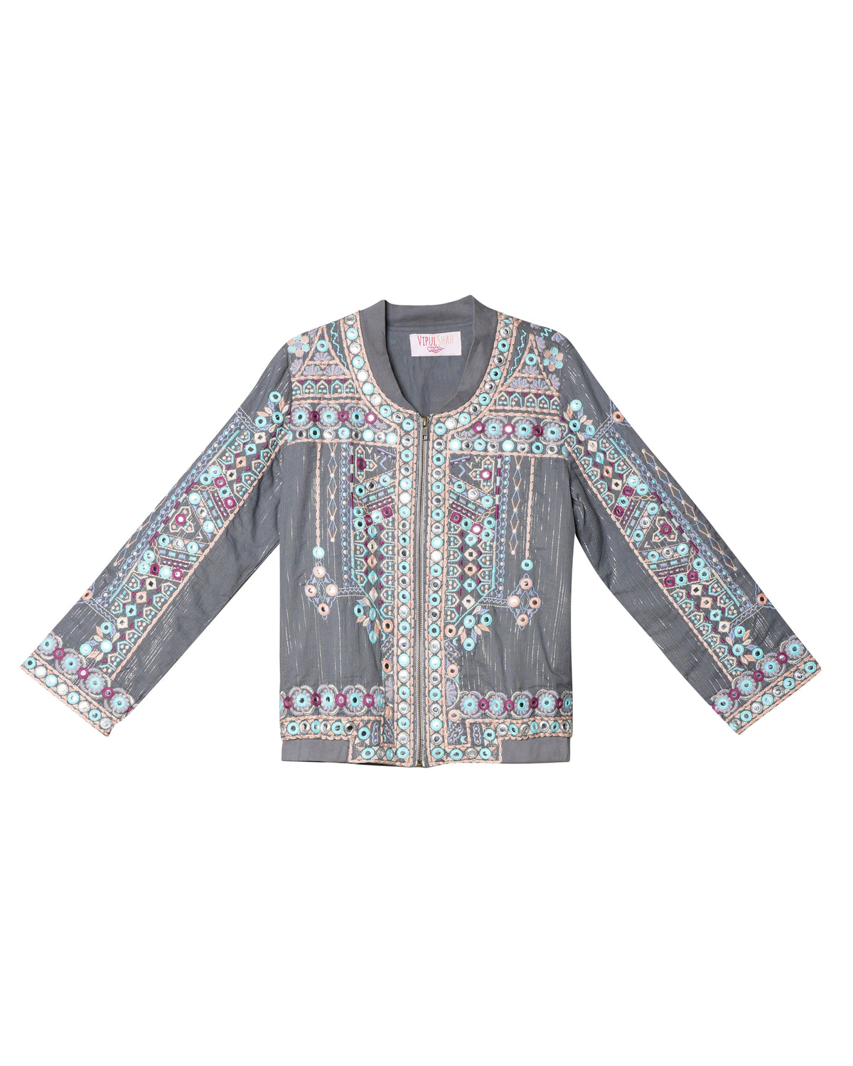 *New* Vipul Shah Grey Jacket With Mirror Work