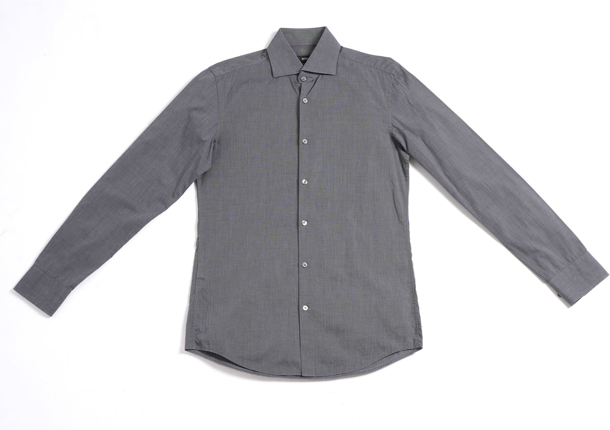 Boss Men's Button-Down Shirt in Dark Grey