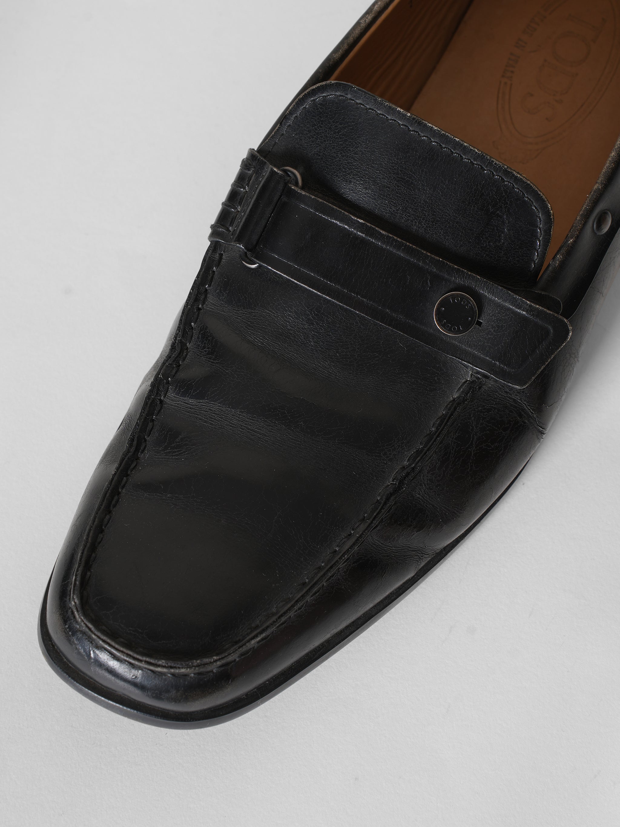 Tods Black Buckle Loafers