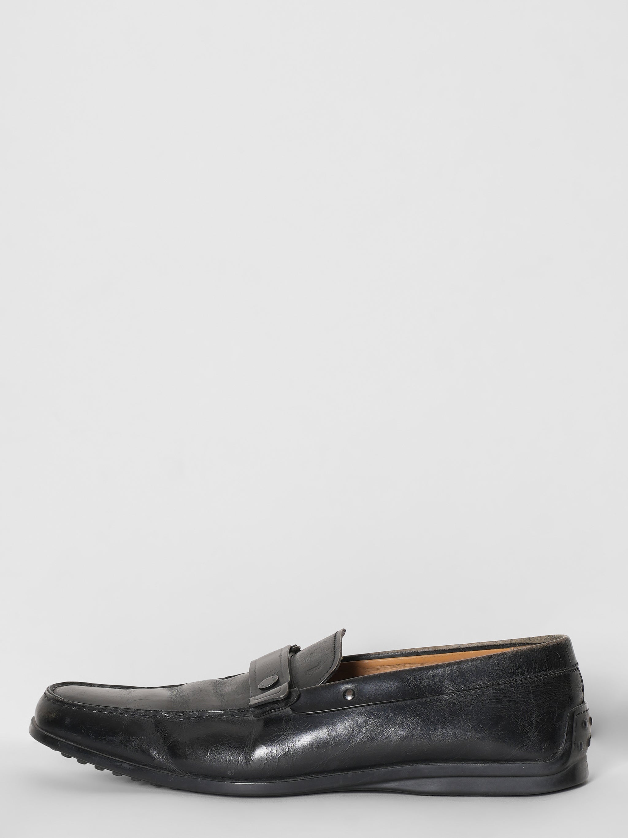 Tods Black Buckle Loafers