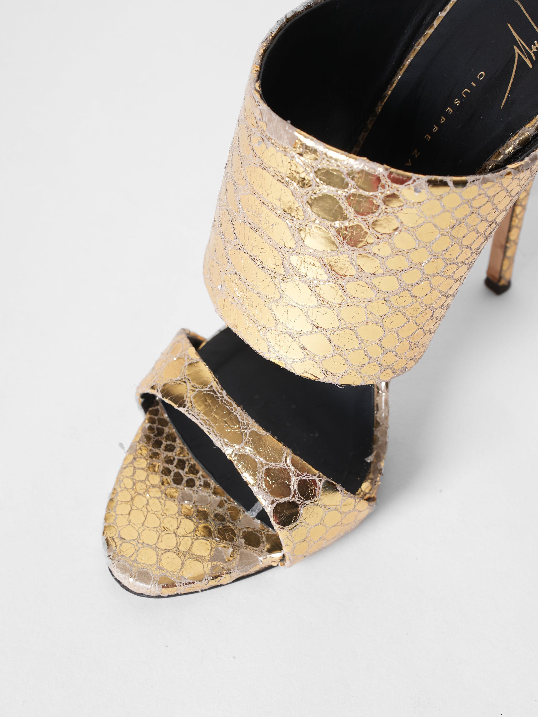 Giuseppe Zanotti Gold Snake Print Shoes