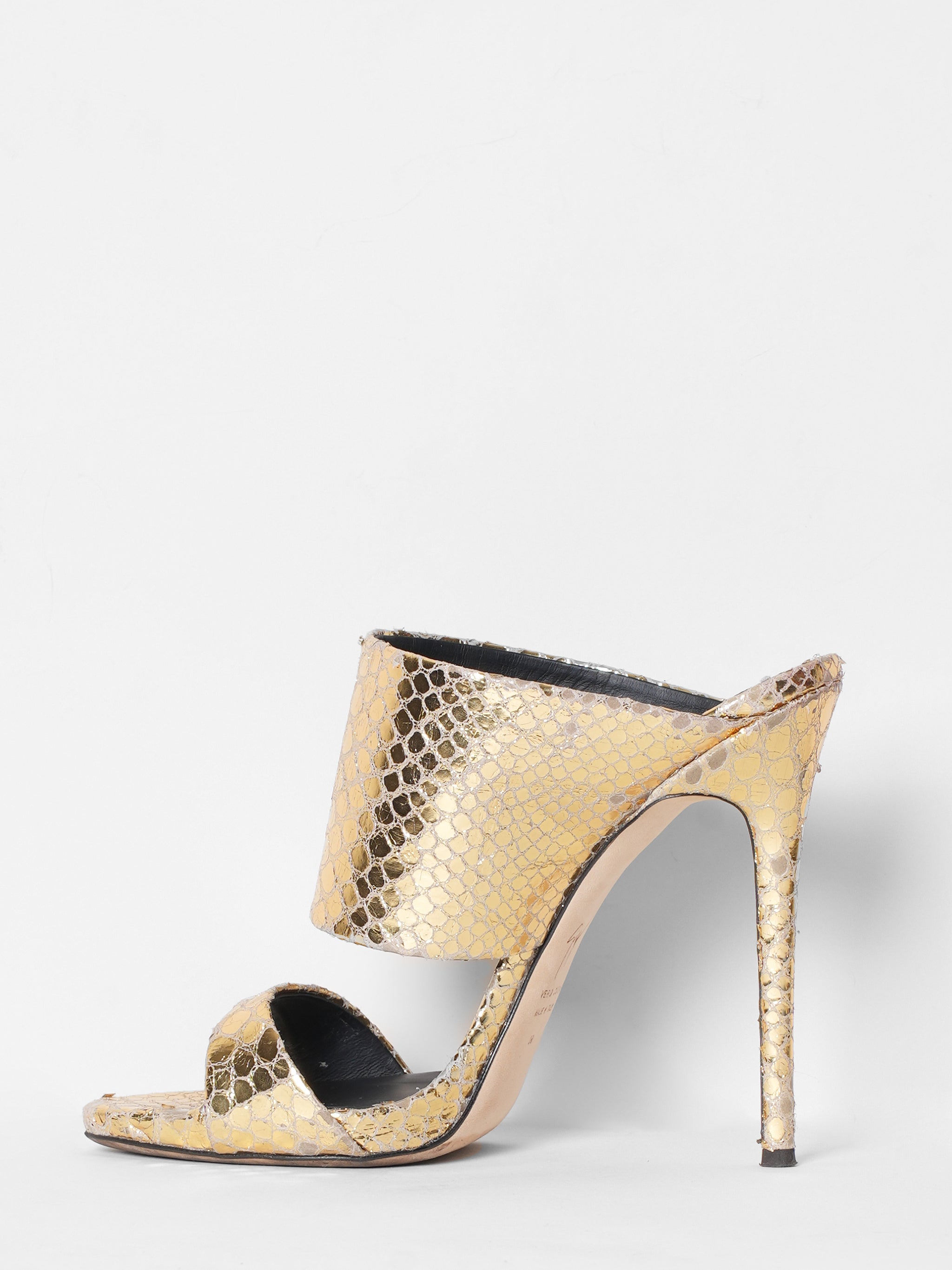 Giuseppe Zanotti Gold Snake Print Shoes