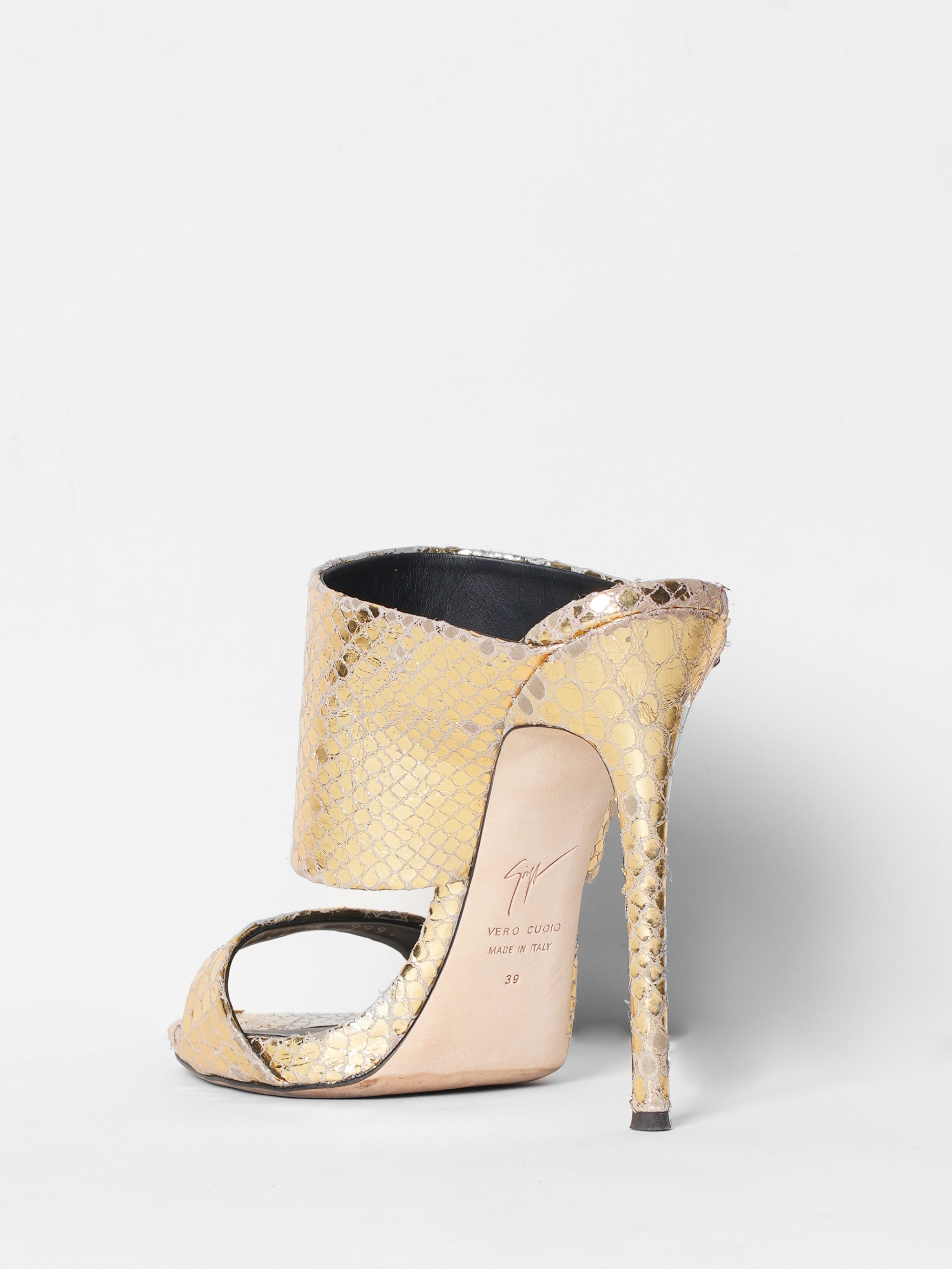 Giuseppe Zanotti Gold Snake Print Shoes