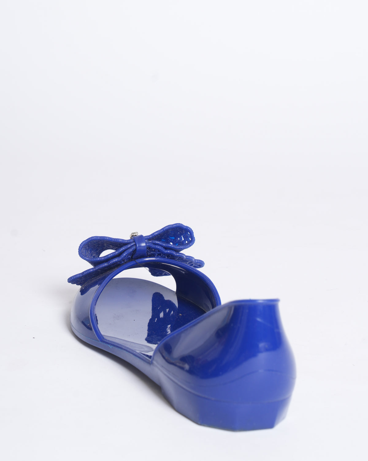 Salvatore Ferragamo Blue Jelly Barbados Bow Flats