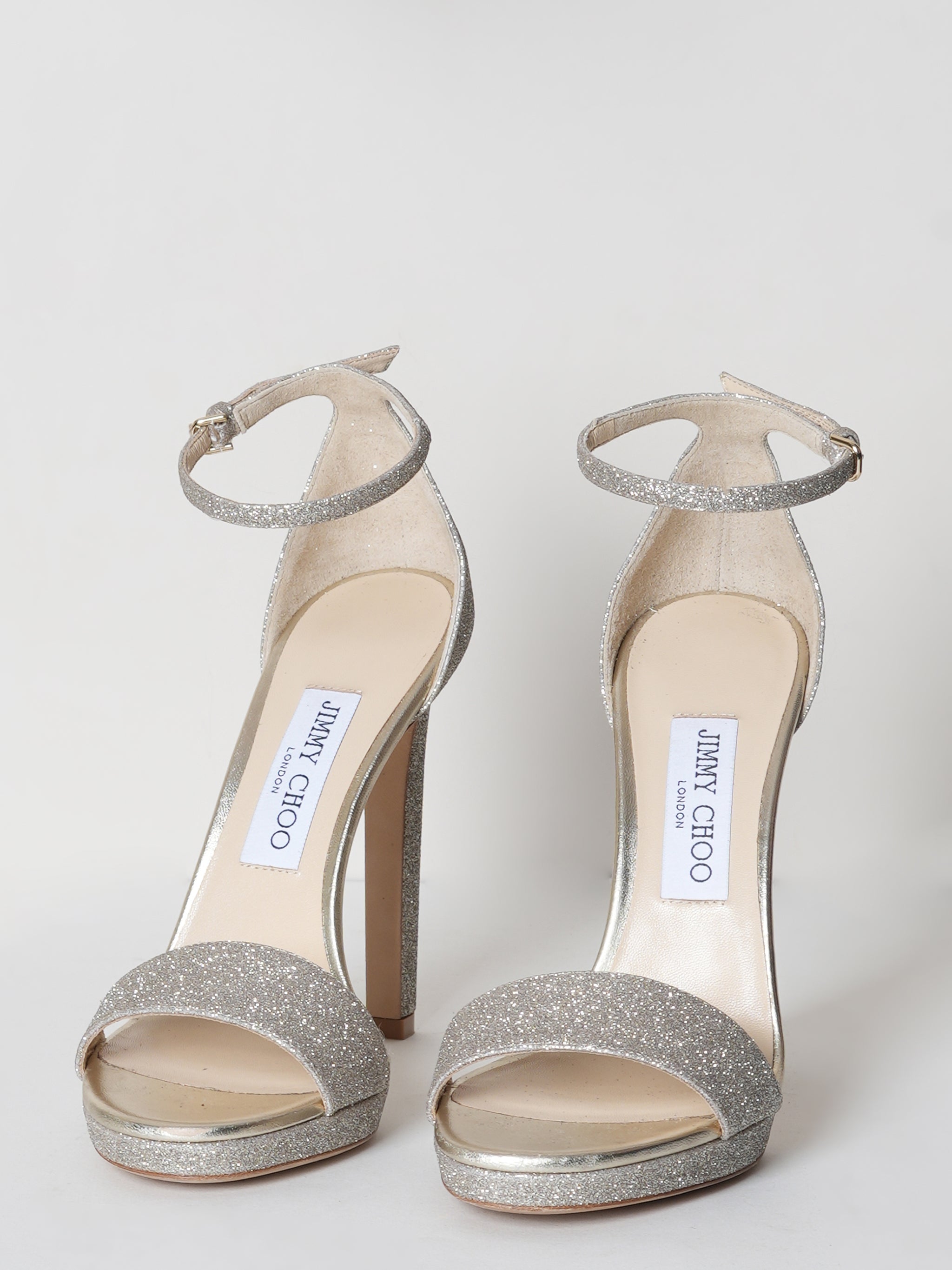 New Jimmy Choo Glittered Woven Heels