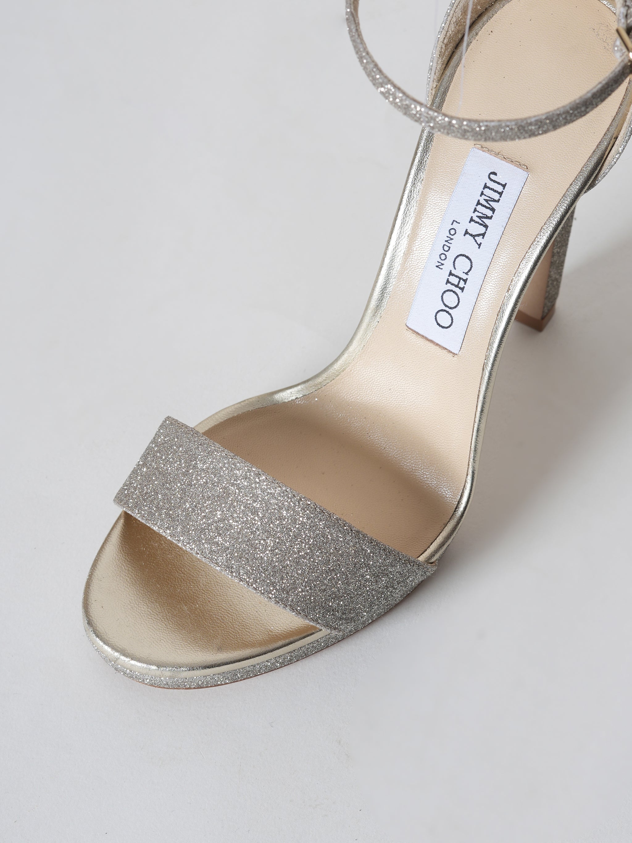 New Jimmy Choo Glittered Woven Heels