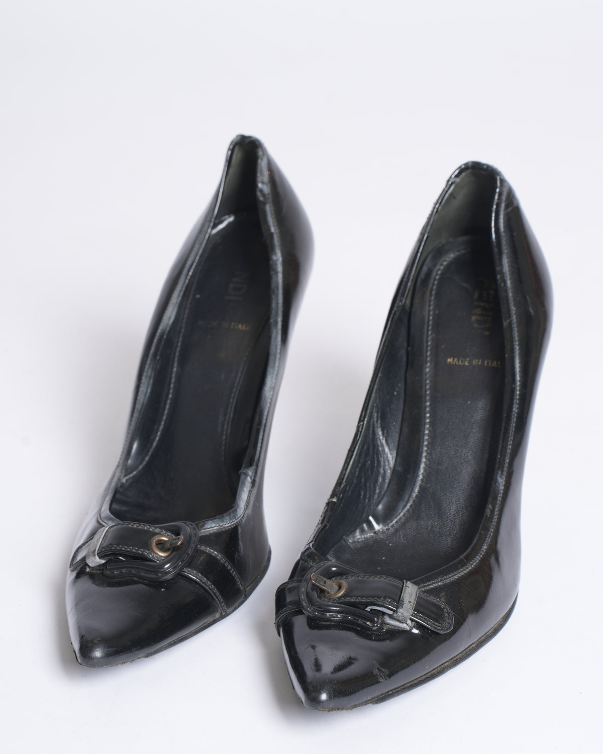 Fendi Decollete Vernice Black Patent Heels
