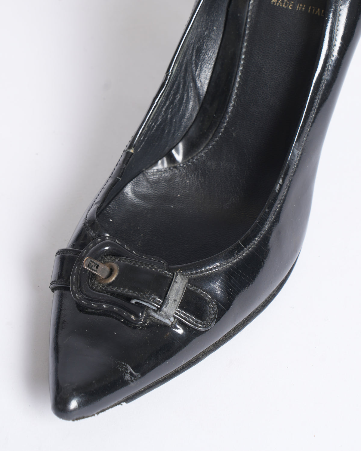 Fendi Decollete Vernice Black Patent Heels