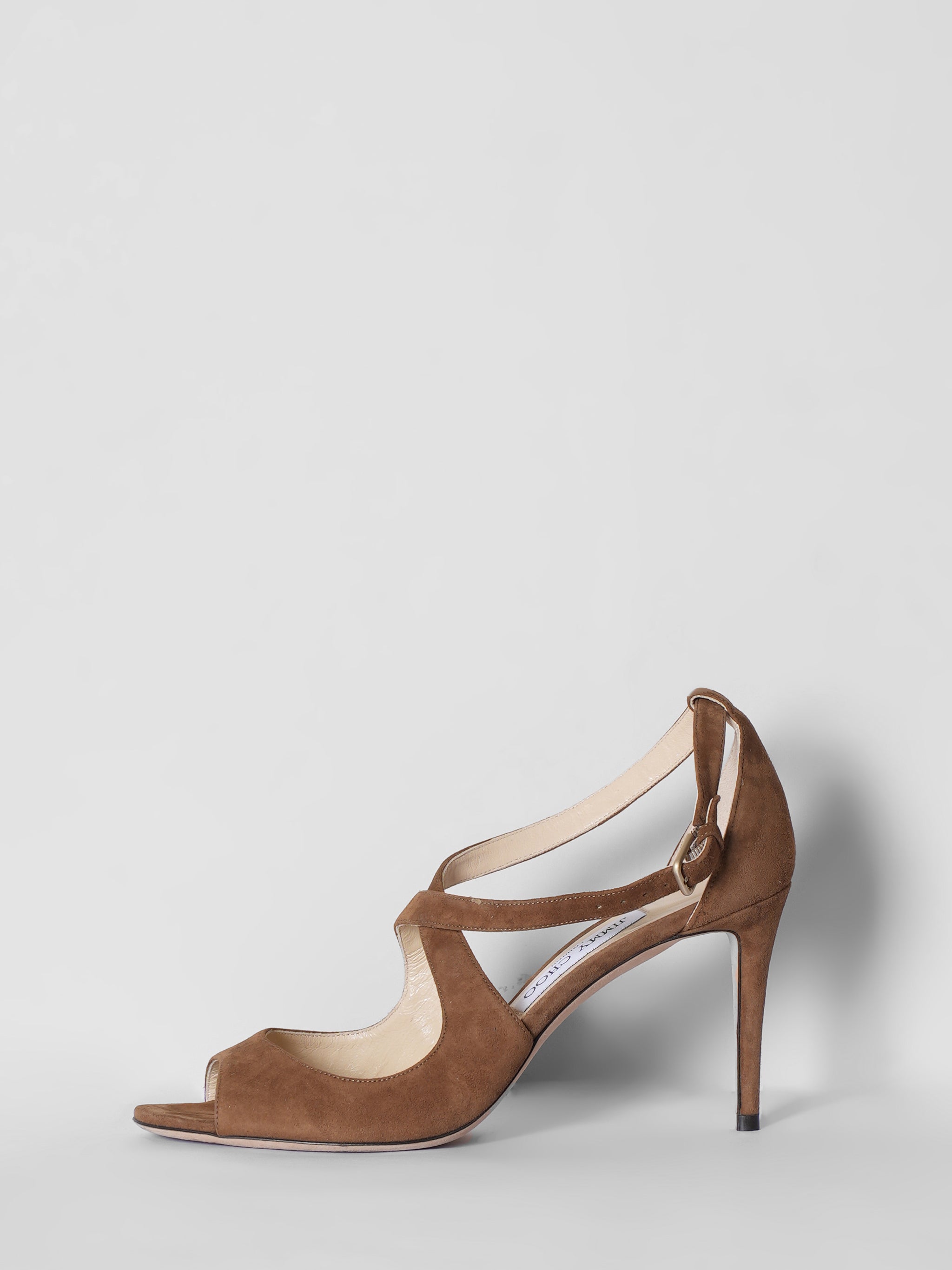 Jimmy Choo Emily 100 Brown Suede Heels