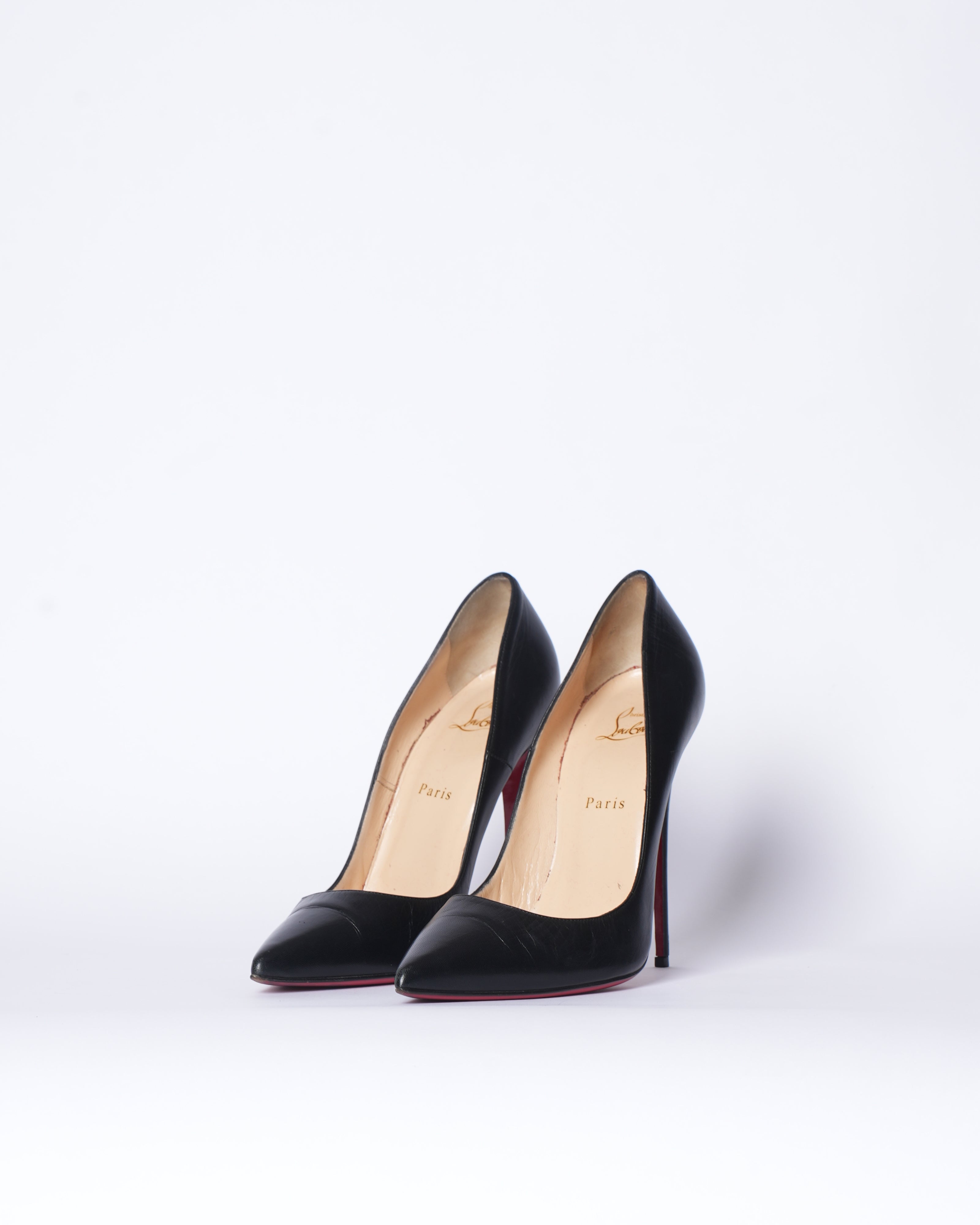 Christian Louboutin So Kate Black Leather Pigalle Pumps