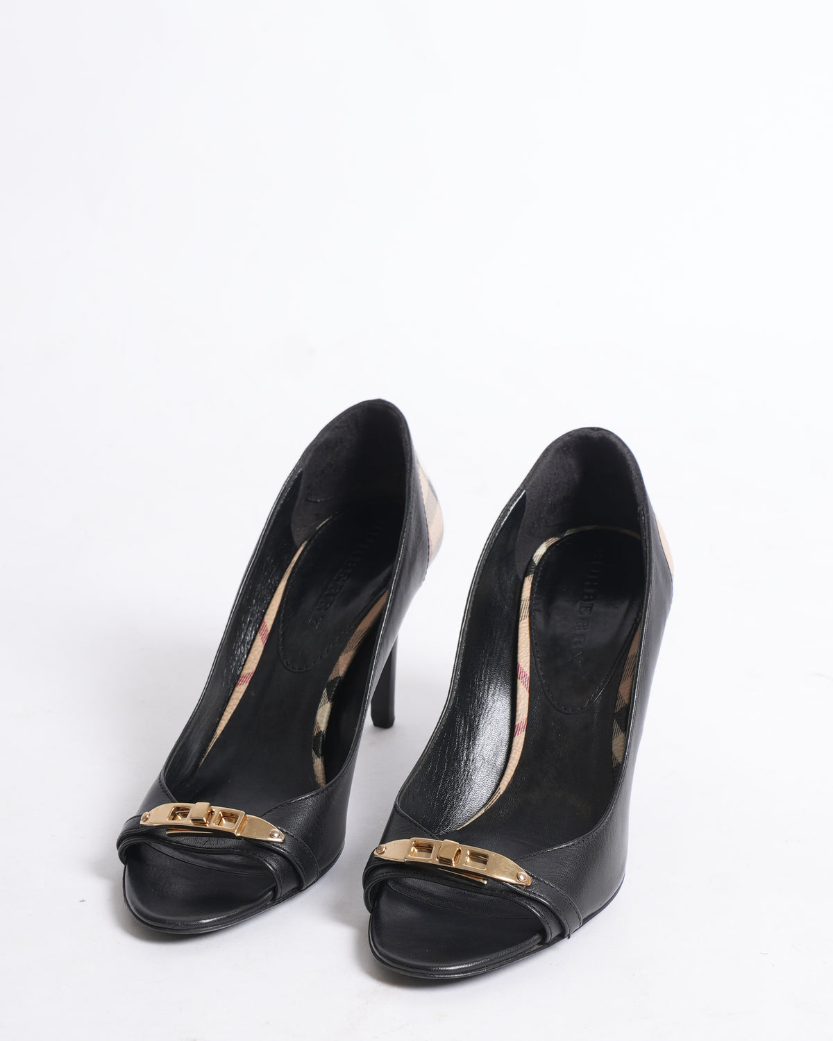 Burberry peep toe heels in black