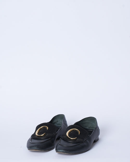 Chloé Black Leather Loafers