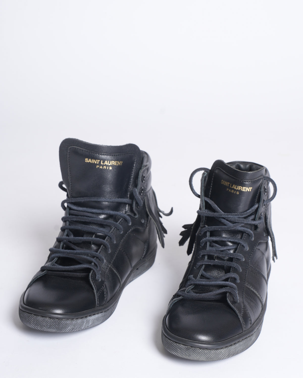 Saint Laurent black fringe leather sneakers