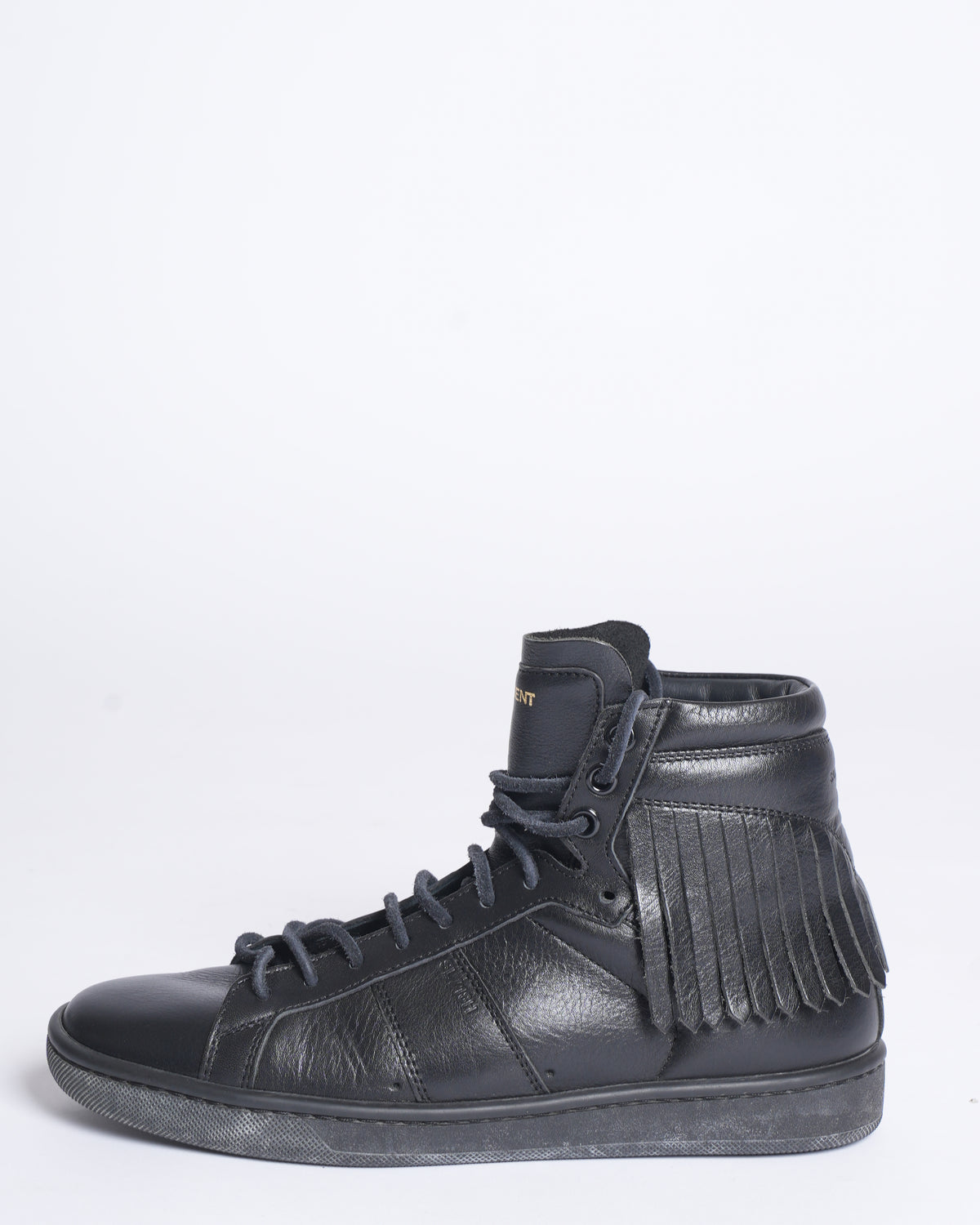 Saint Laurent black fringe leather sneakers