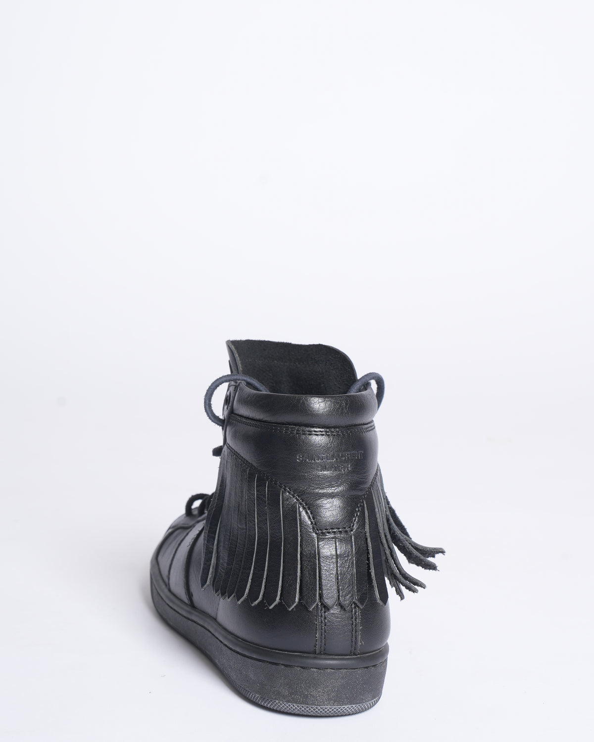 Saint Laurent black fringe leather sneakers