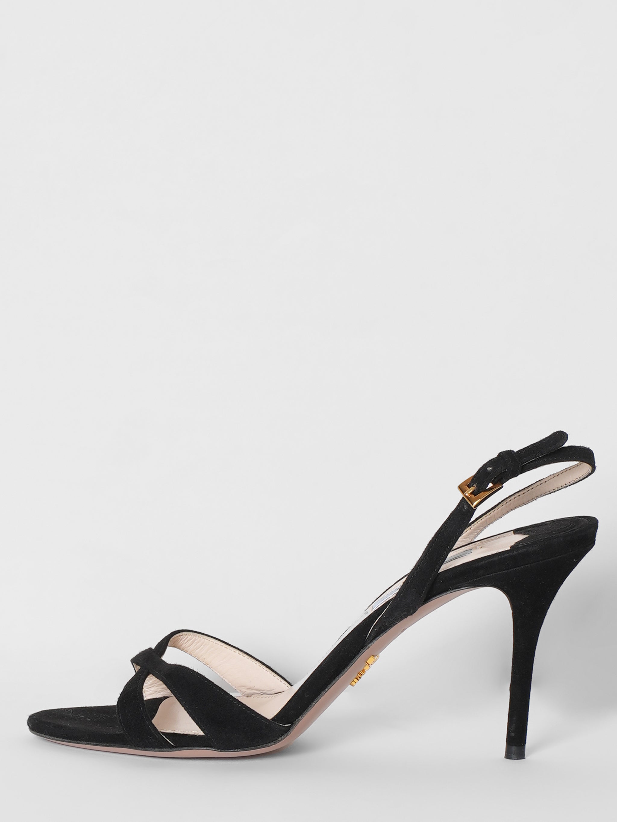 【ばに】PRADA Leather Strap Heels PRADA LEATHER STRAP HEELS BLK