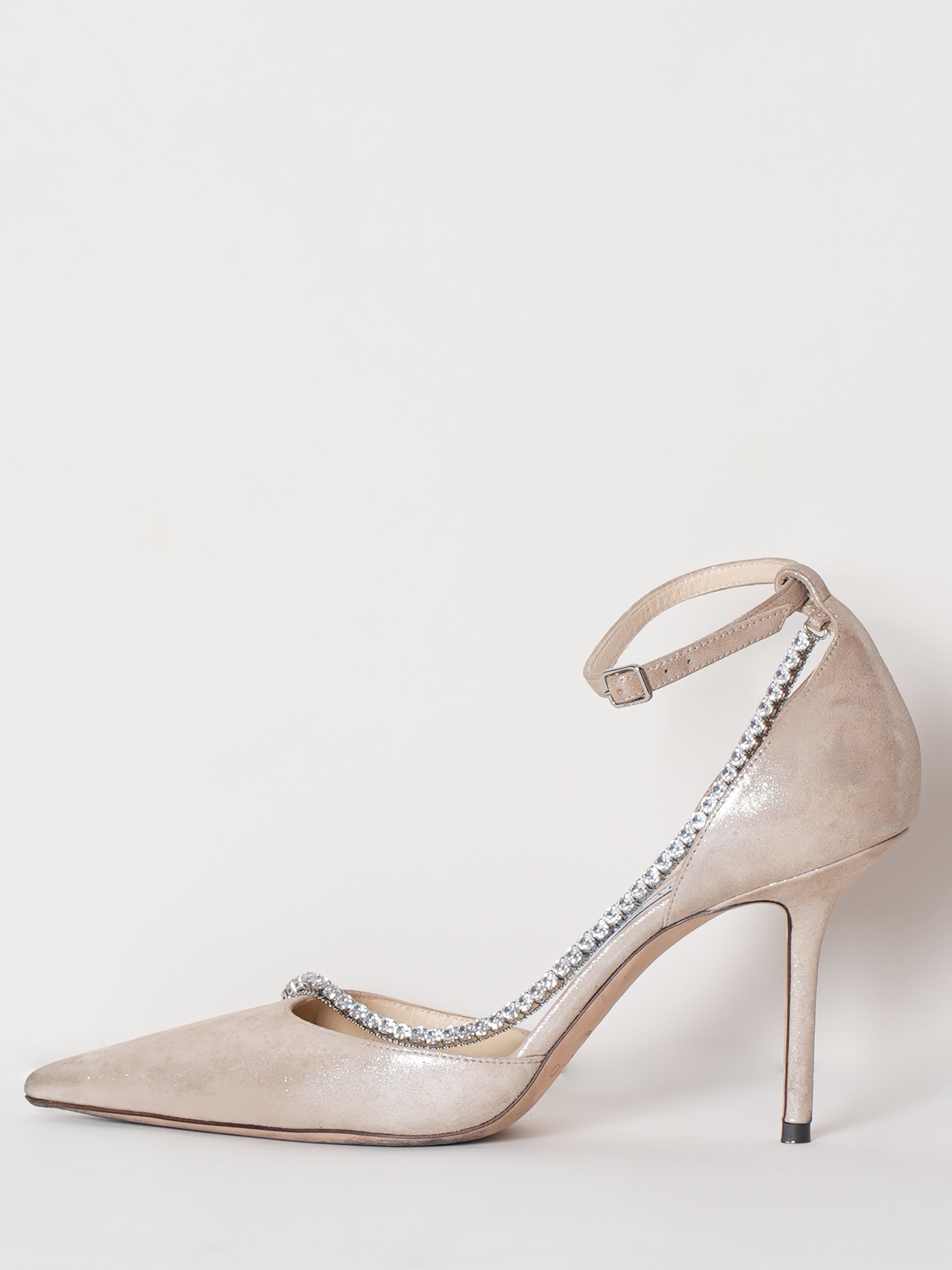 Jimmy Choo Talika 85 Shimer Suede Crystal Heels