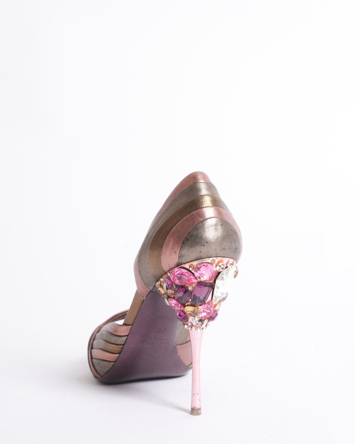 Miu Miu metallic striped heels