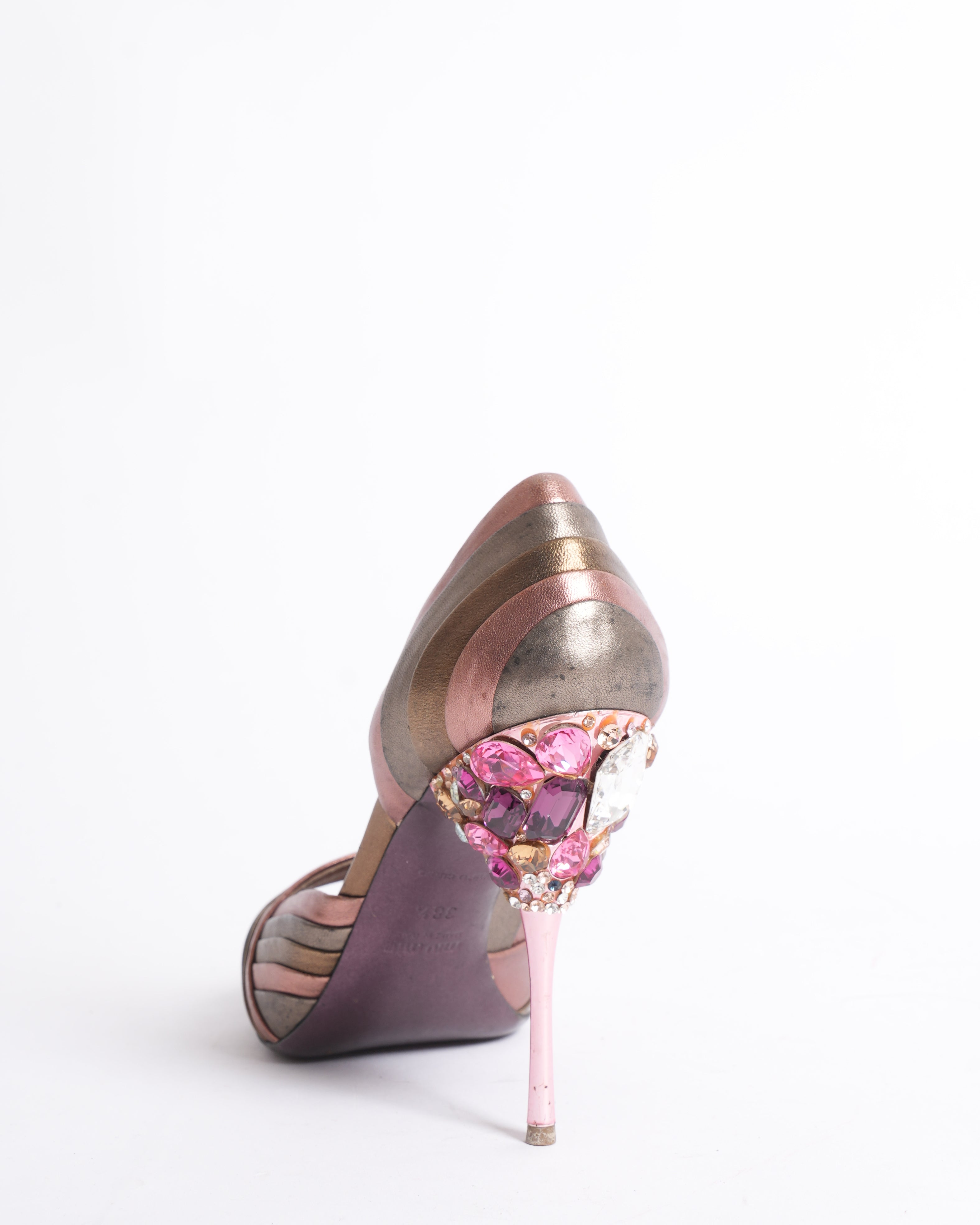 Miu Miu metallic striped heels