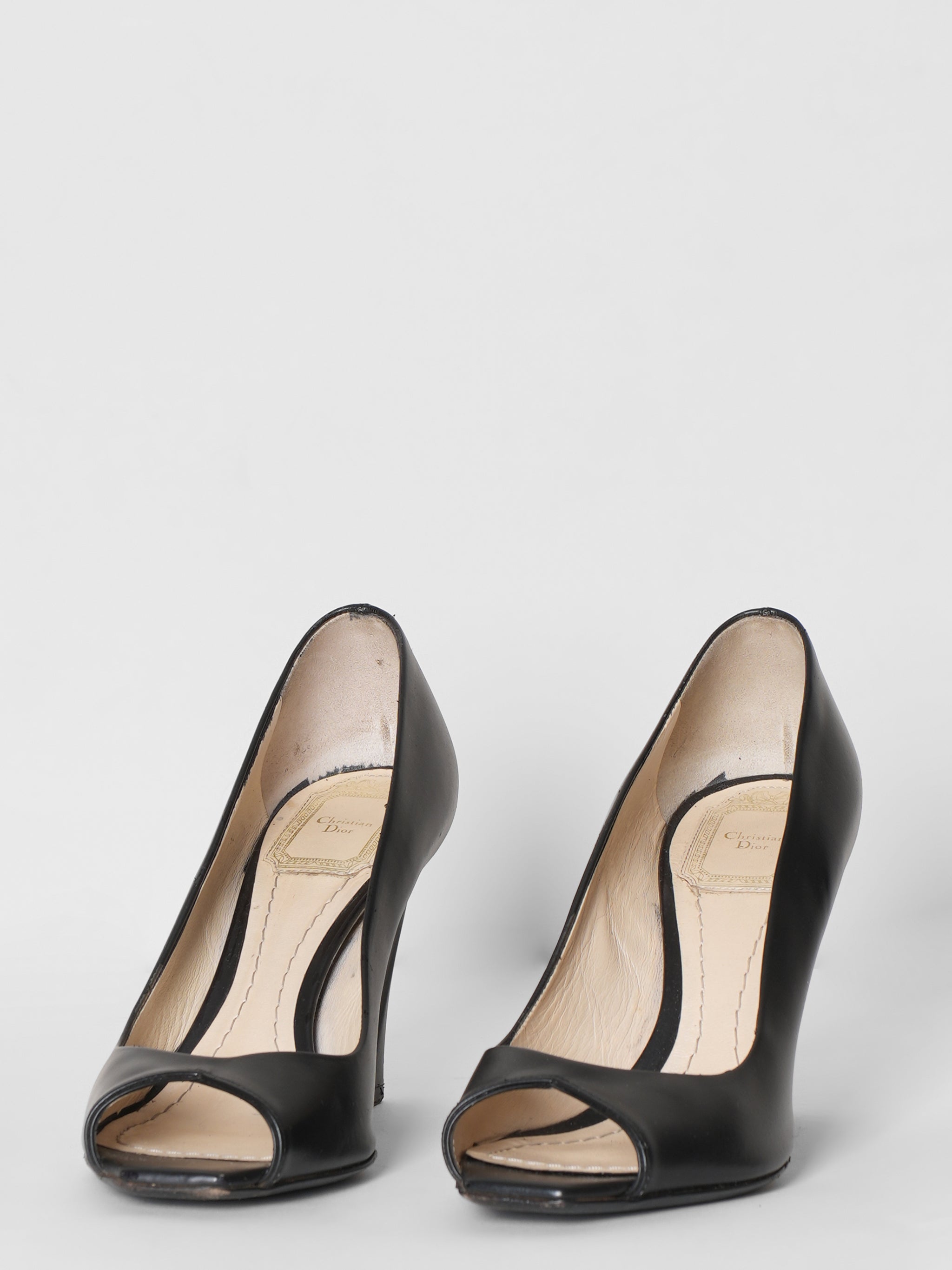 Dior Leather Peep Toe Pumps