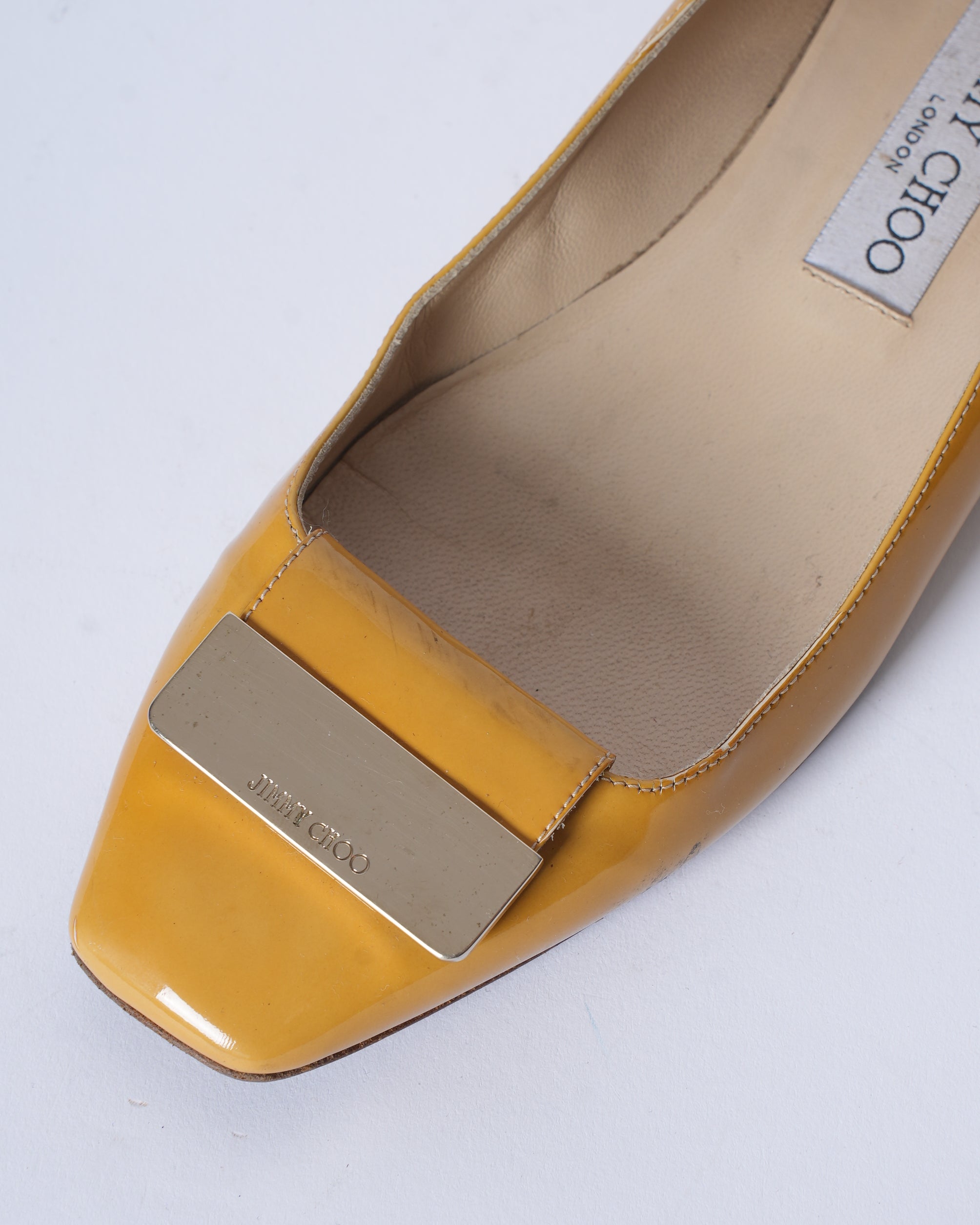 Jimmy Choo Yellow Patent Leather Harlow Ballet Flats