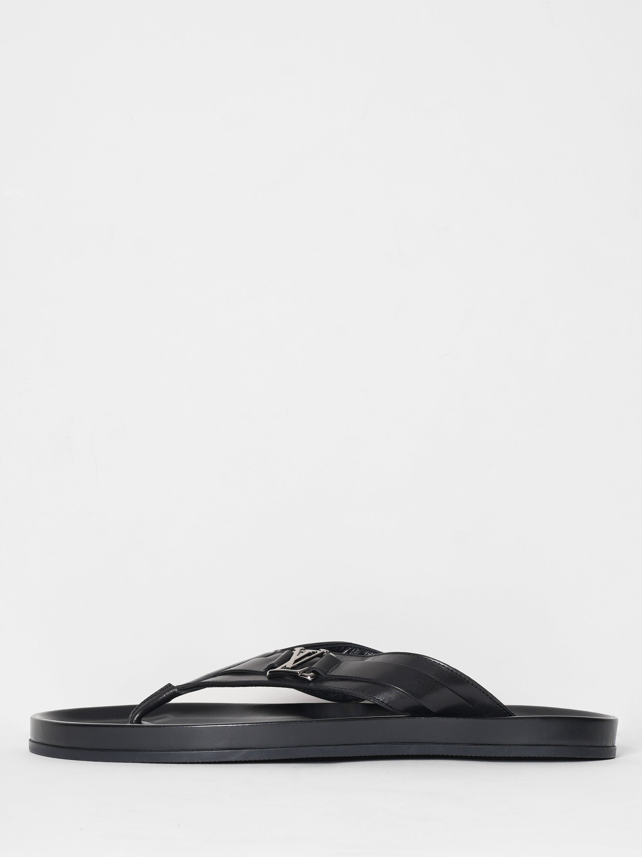 New Louis Vuitton Mirabeau Black Flip Flops