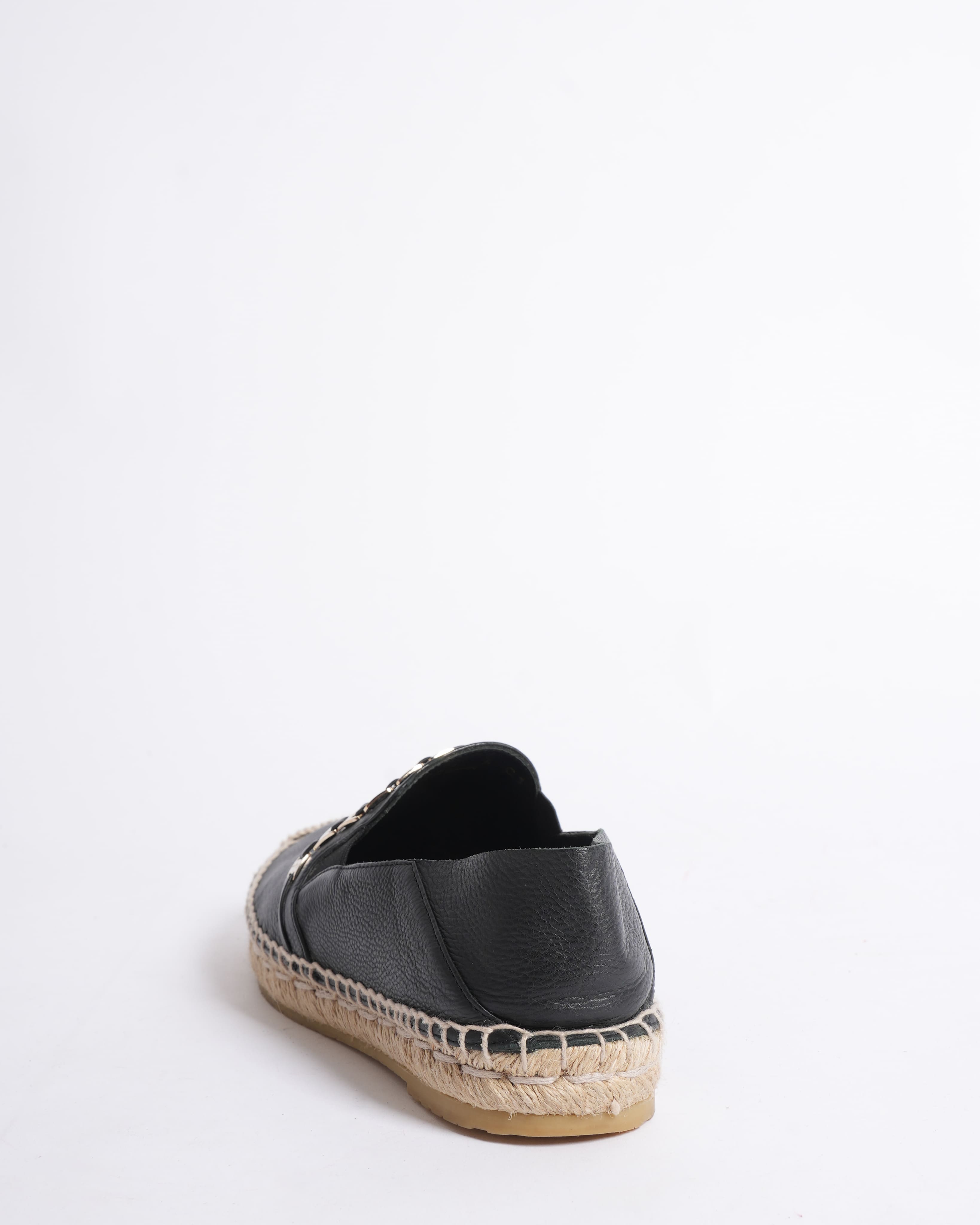 Salvatore Ferragamo Leather Chain-Link Accents Espadrilles