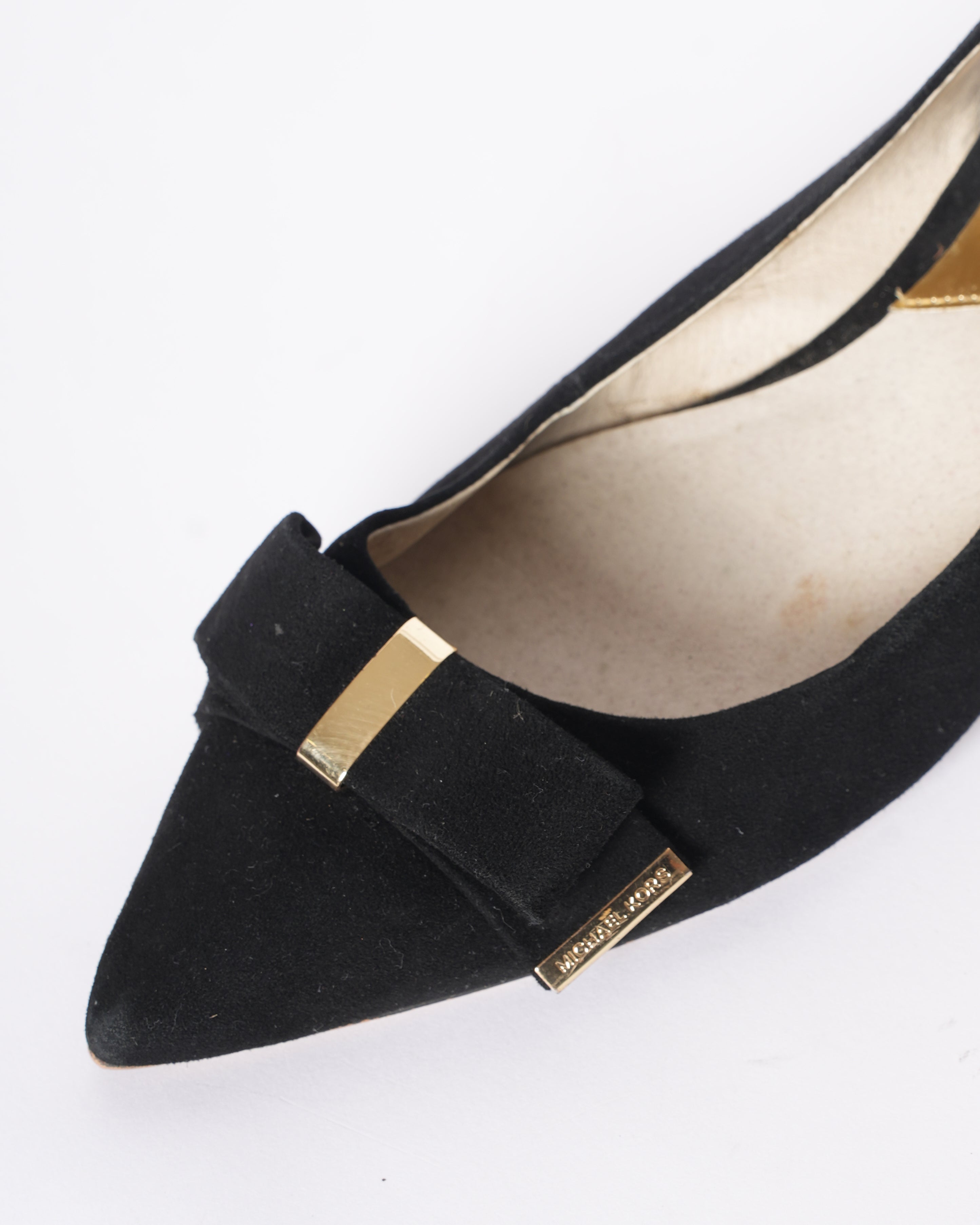 Michael Kors Slingback Black & Gold Bow Pump Heels