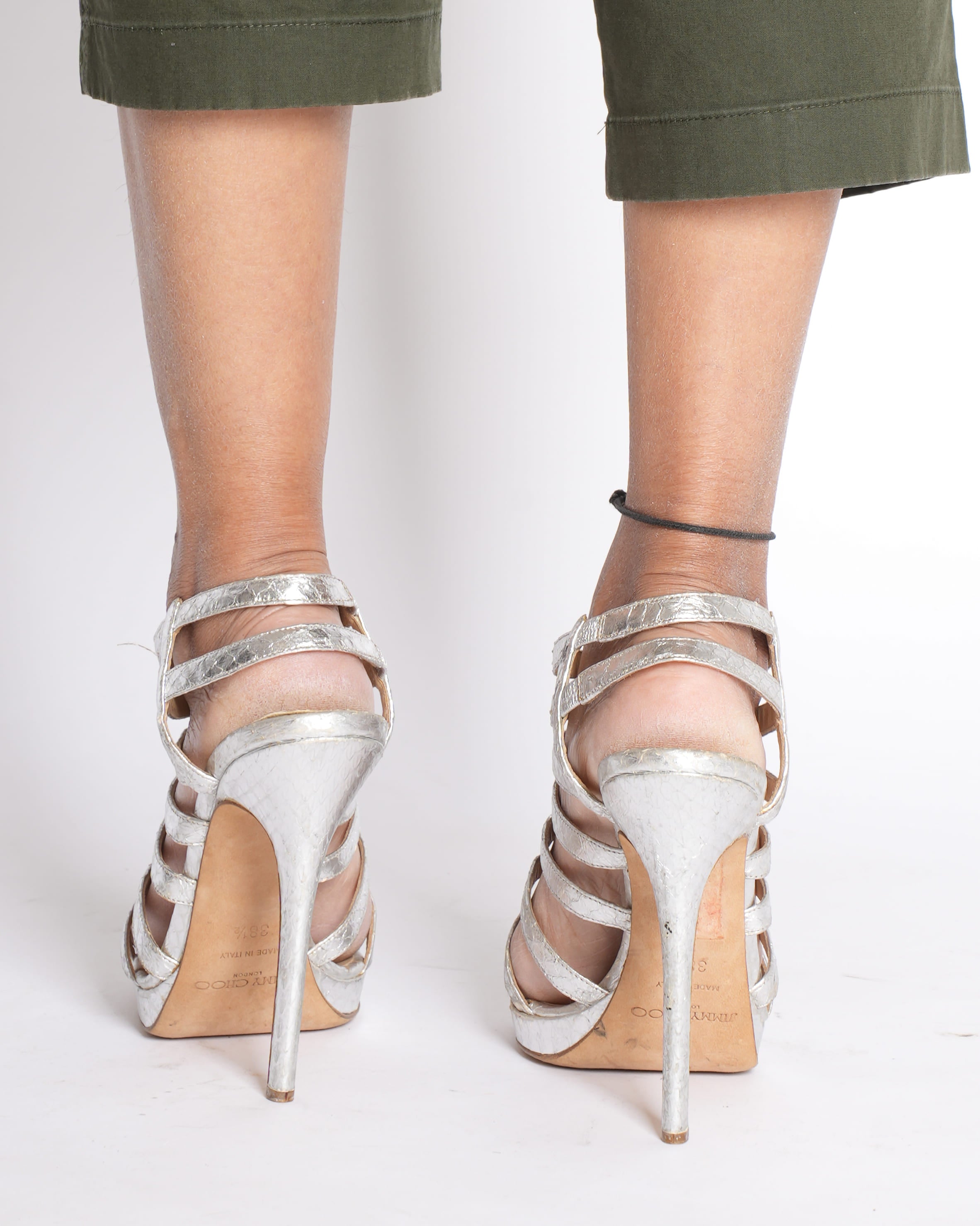 Jimmy Choo Silver Strappy Gladiator Heels