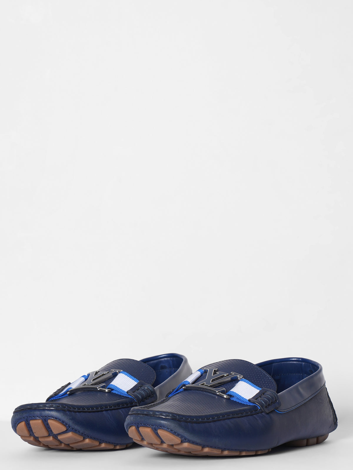 Louis Vuitton Blue Leather Monte Carlo Loafers