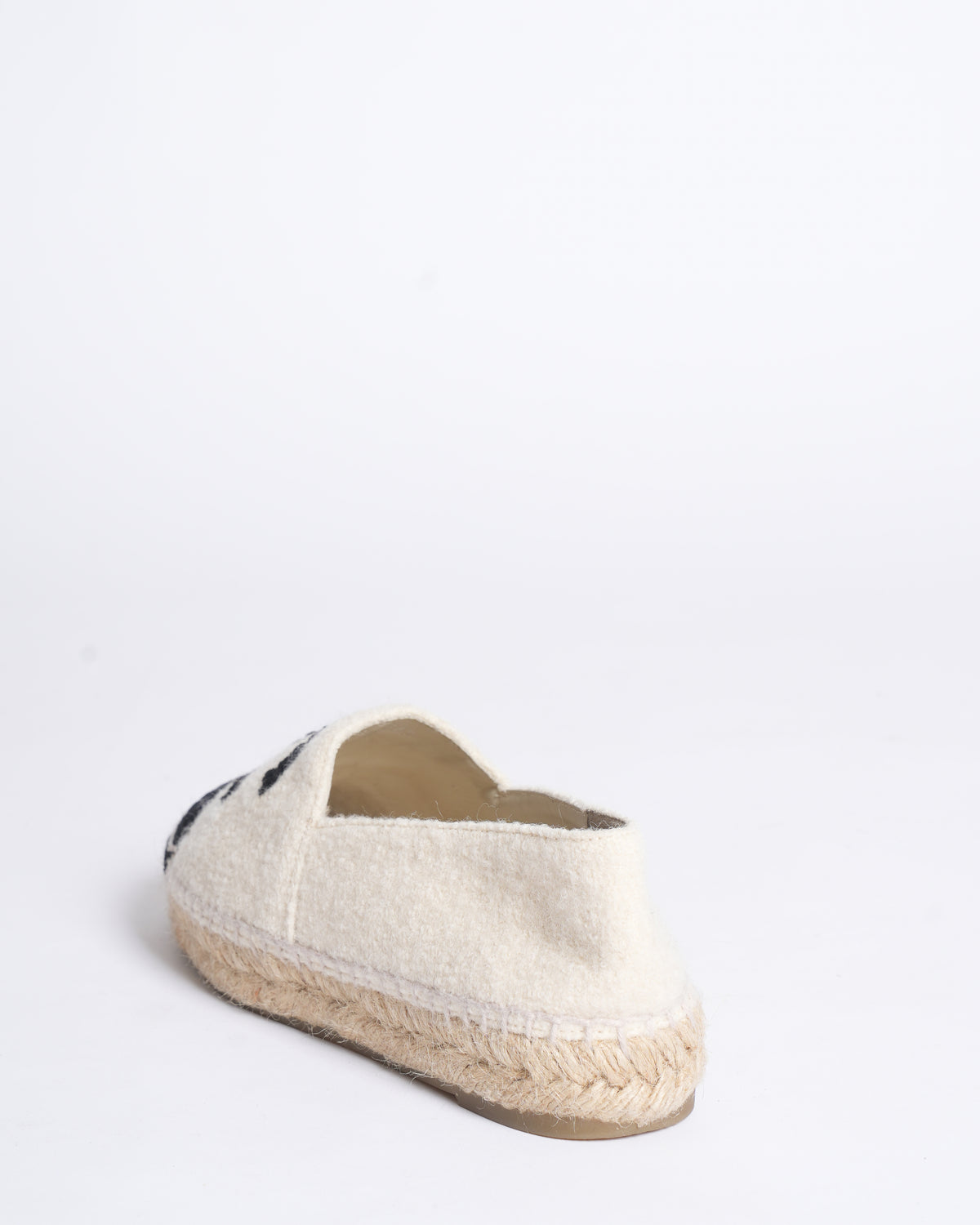 Chanel Black & White Velvet CC Espadrille Flats