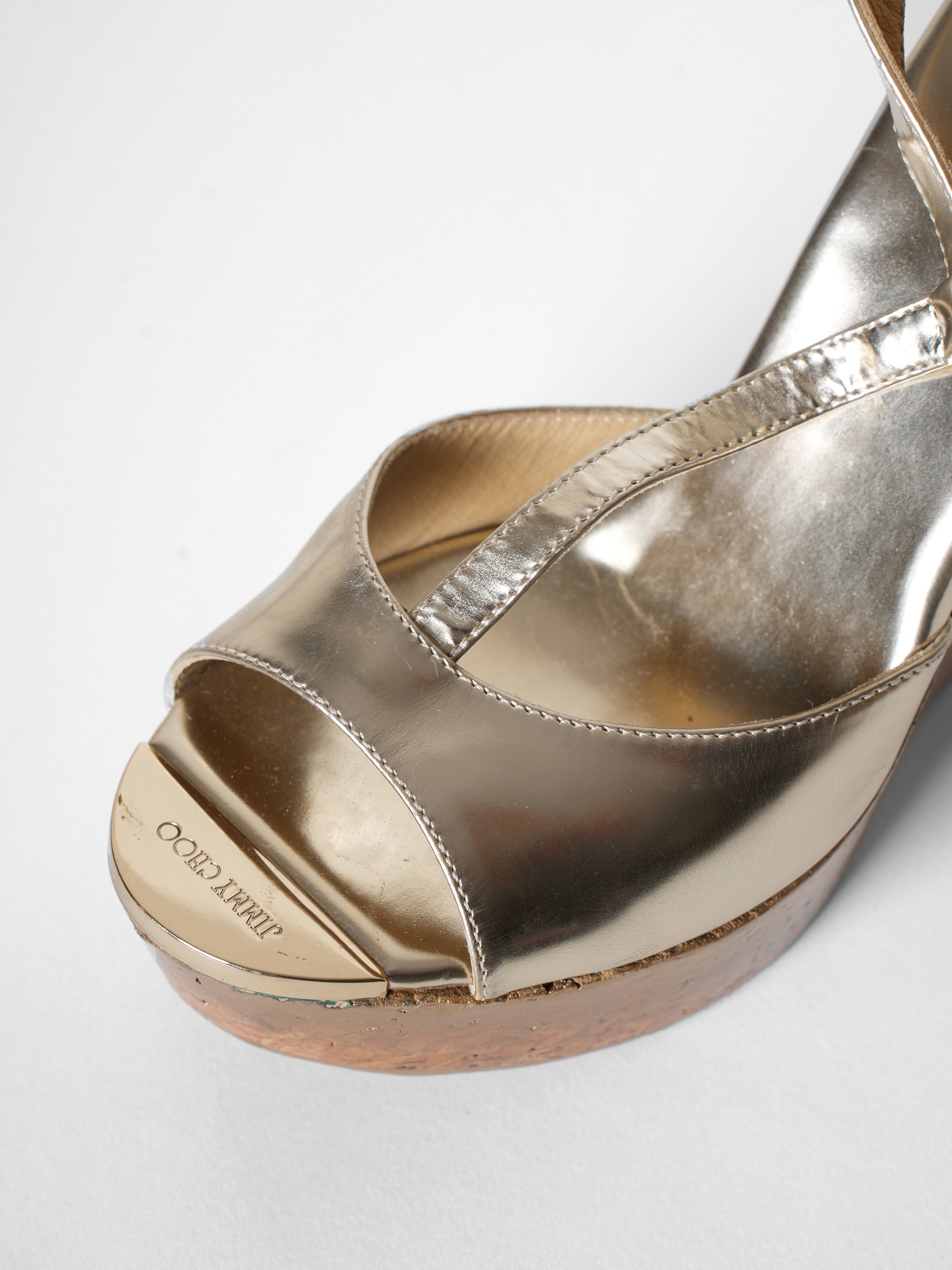 Jimmy choo hot sale gold wedges