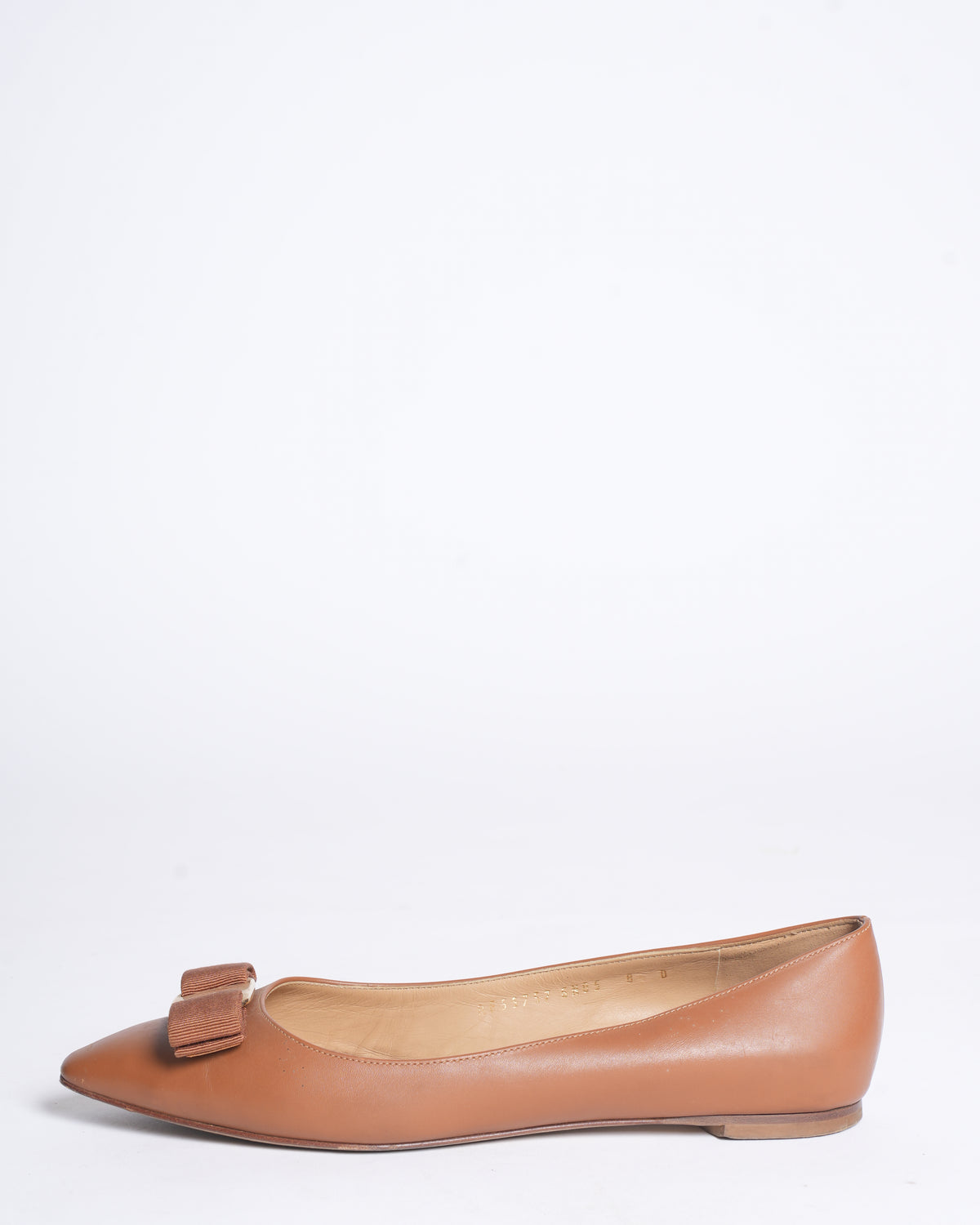 Salvatore Ferragamo Viva Brown Leather Ballerina Flats