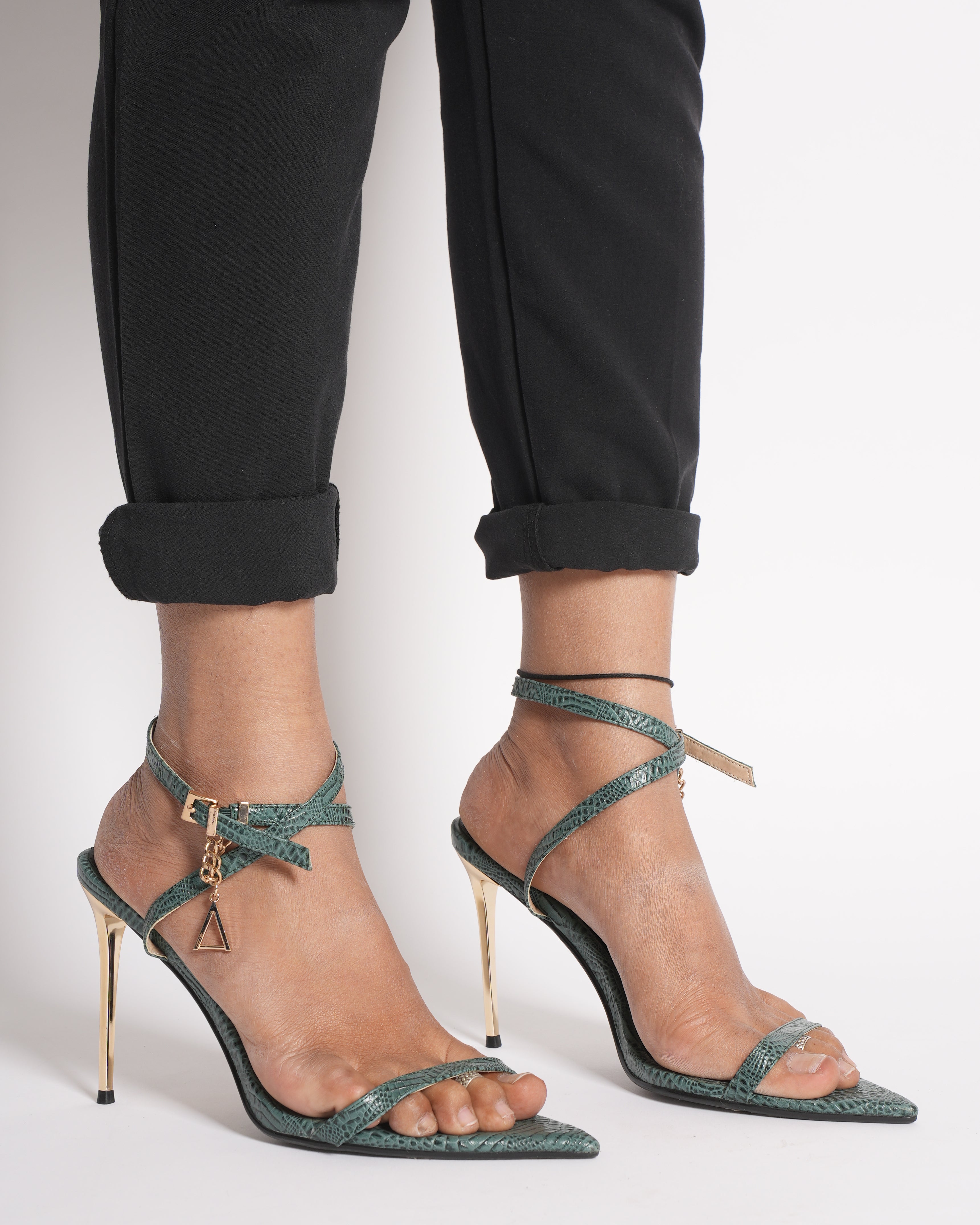 Amanza Green snakeskin Heel